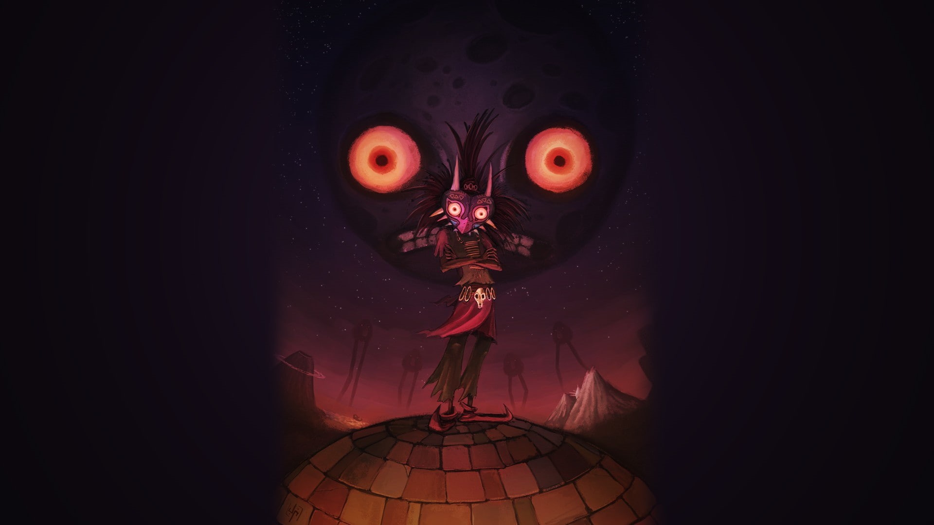 fantasy, 1080P, majora 039 s, mask, skull, kid, zelda, HD Wallpaper