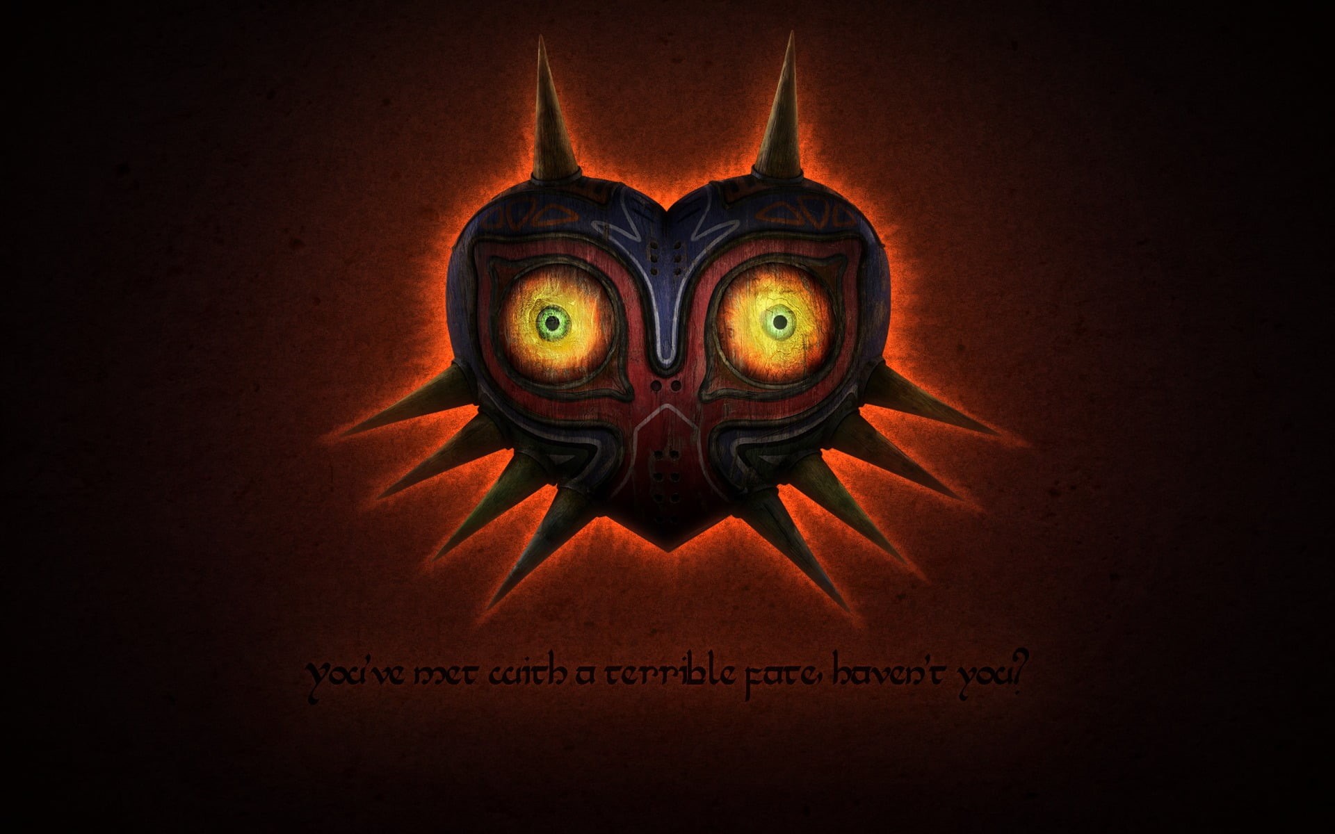 The Legend of Zelda, body part, black, western script, representation, close-up, orange color, black background, creativity, spooky, yellow, evil, The Legend of Zelda: Majoras Mask, HD Wallpaper