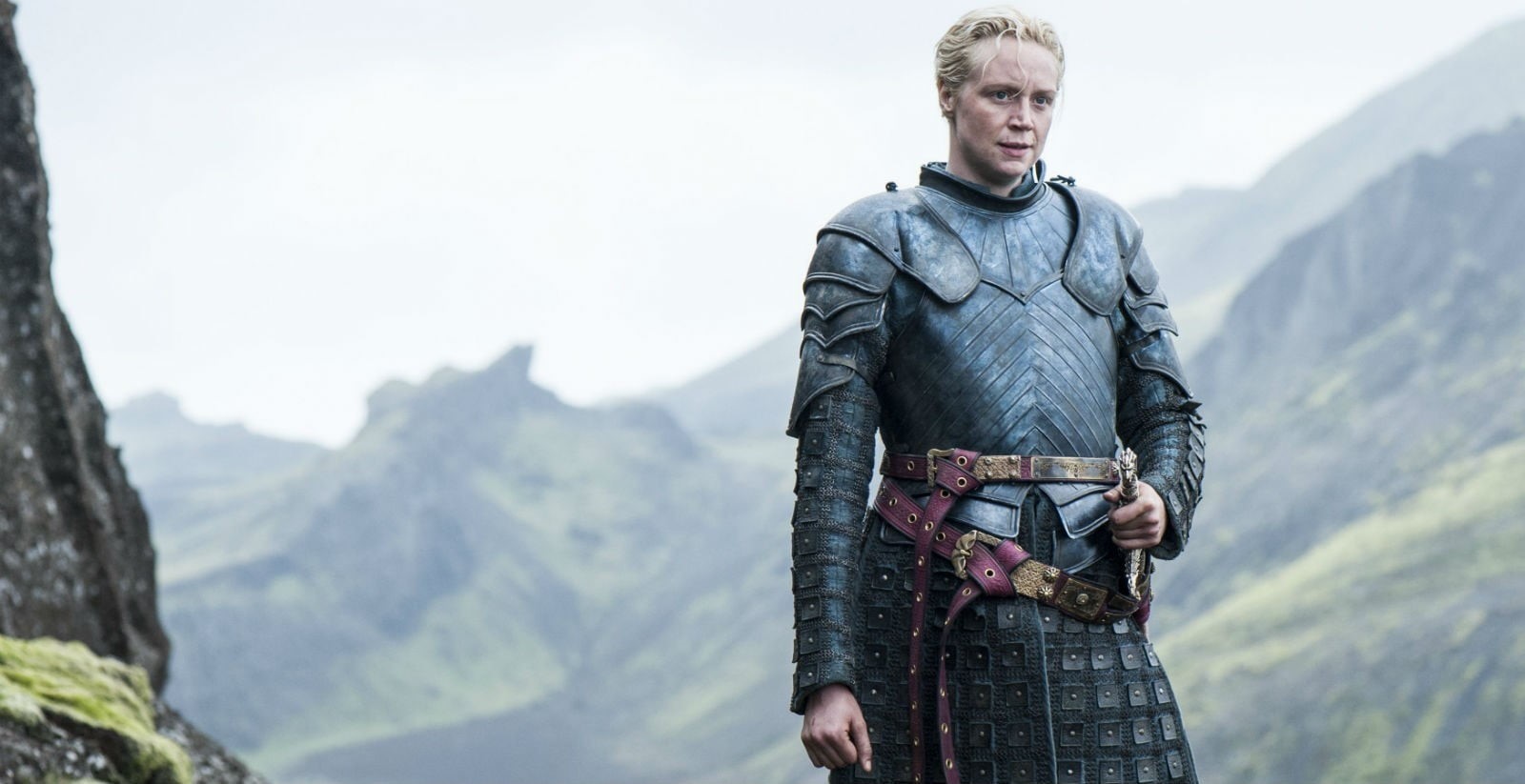 one person, Game of Thrones, front view, clothing, sword, blonde, looking, 720P, three quarter length, thrones, males, remote, day, characeter, Gwendoline Christie, HD Wallpaper