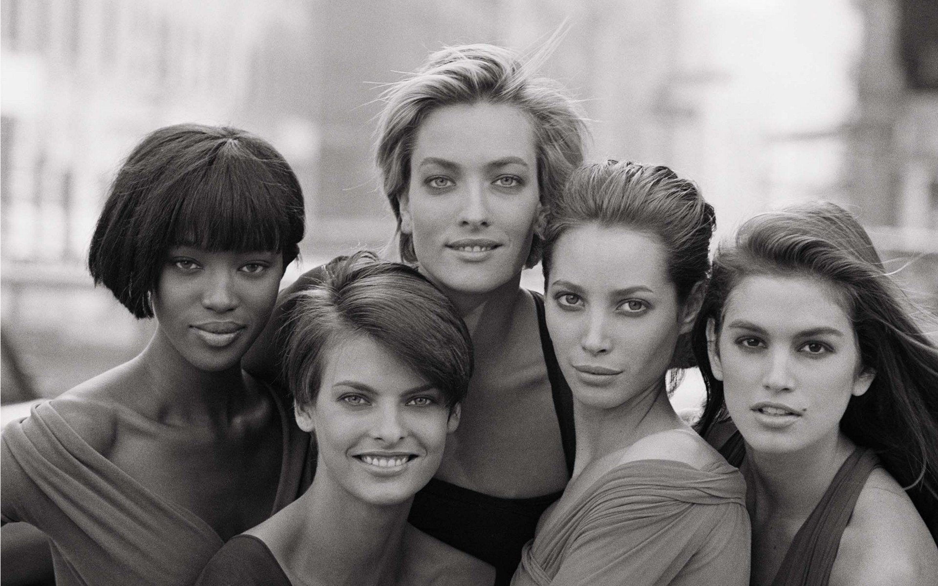 models, turlington, vintage, women, christy, grayscale, campbell, crawford, naomi, evangelista, 1080P, cindy, linda, HD Wallpaper