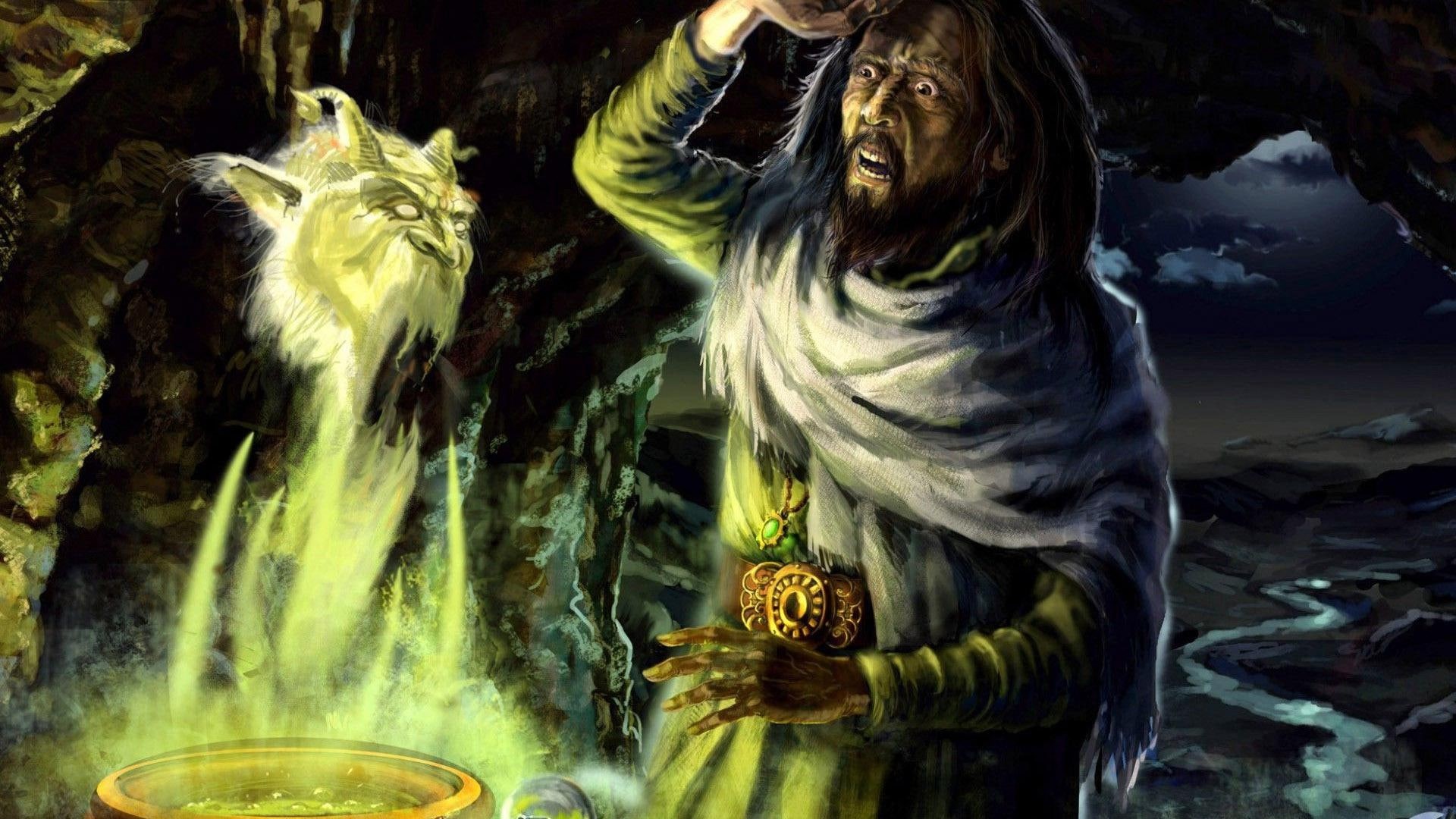 character, cartoon, scared, 1080P, wizard, fantasy, man, 1920x1080, HD Wallpaper