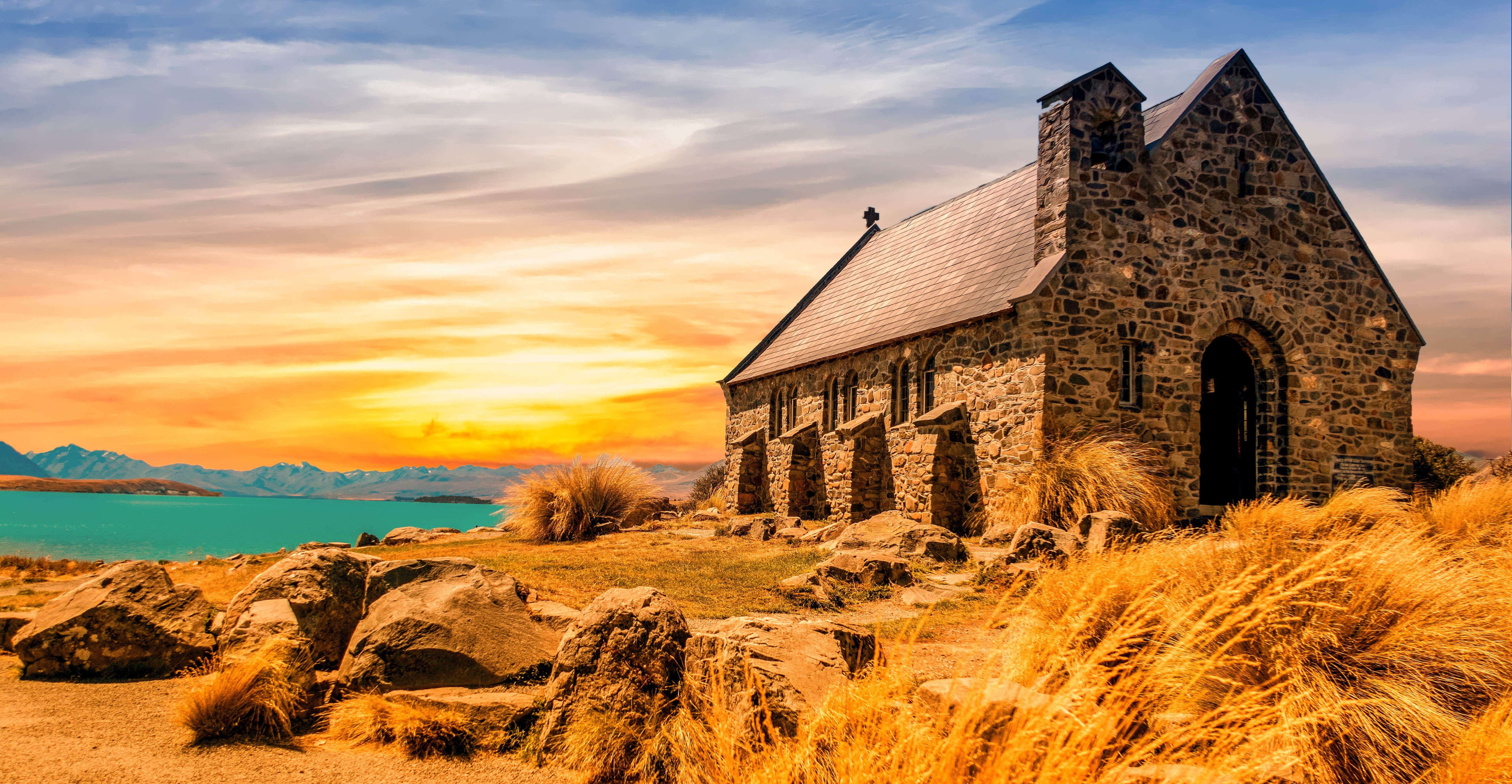 no people, history, sunset, brick, ruined, black, body, golden, ancient, near, body of water, sky, cloud - sky, scenics - nature, water, building, building exterior, HD Wallpaper