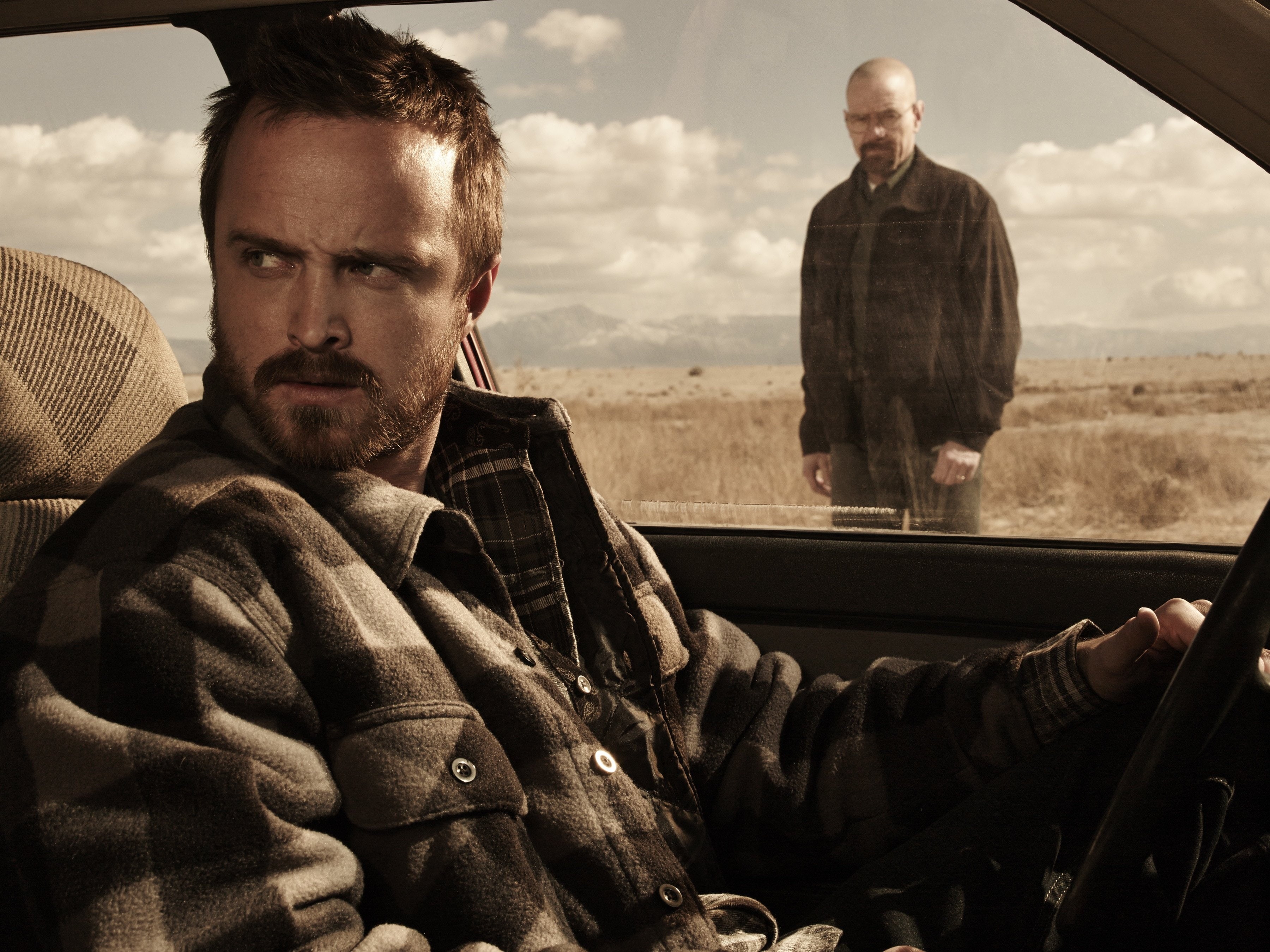real people, 2K, lifestyles, portrait, warm clothing, mature men, two people, breaking bad, males, jesse pinkman, adult, young men, beard, front view, HD Wallpaper
