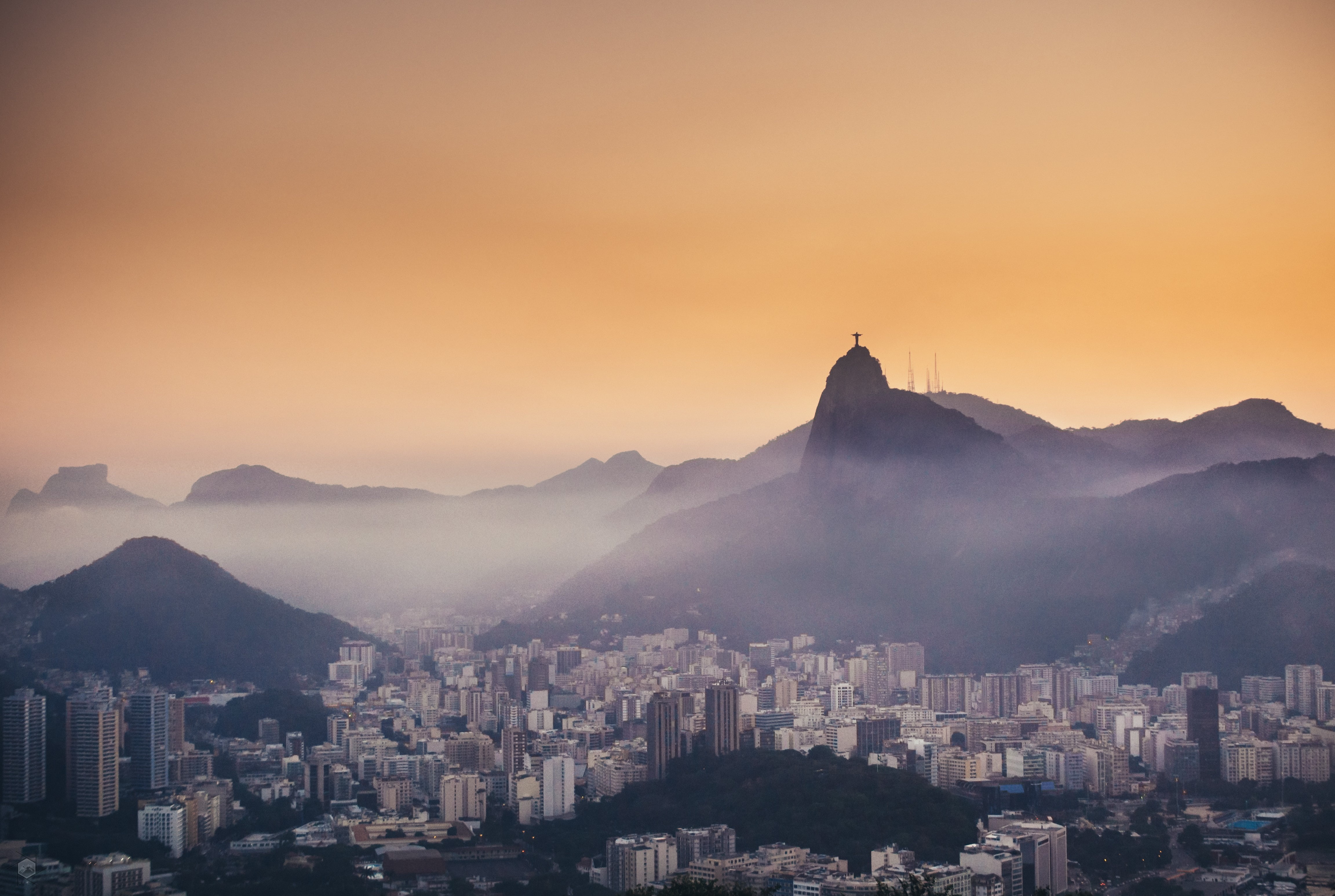 mist, Christ the Redeemer, city, Rio de Janeiro, 4K, cityscape, HD Wallpaper