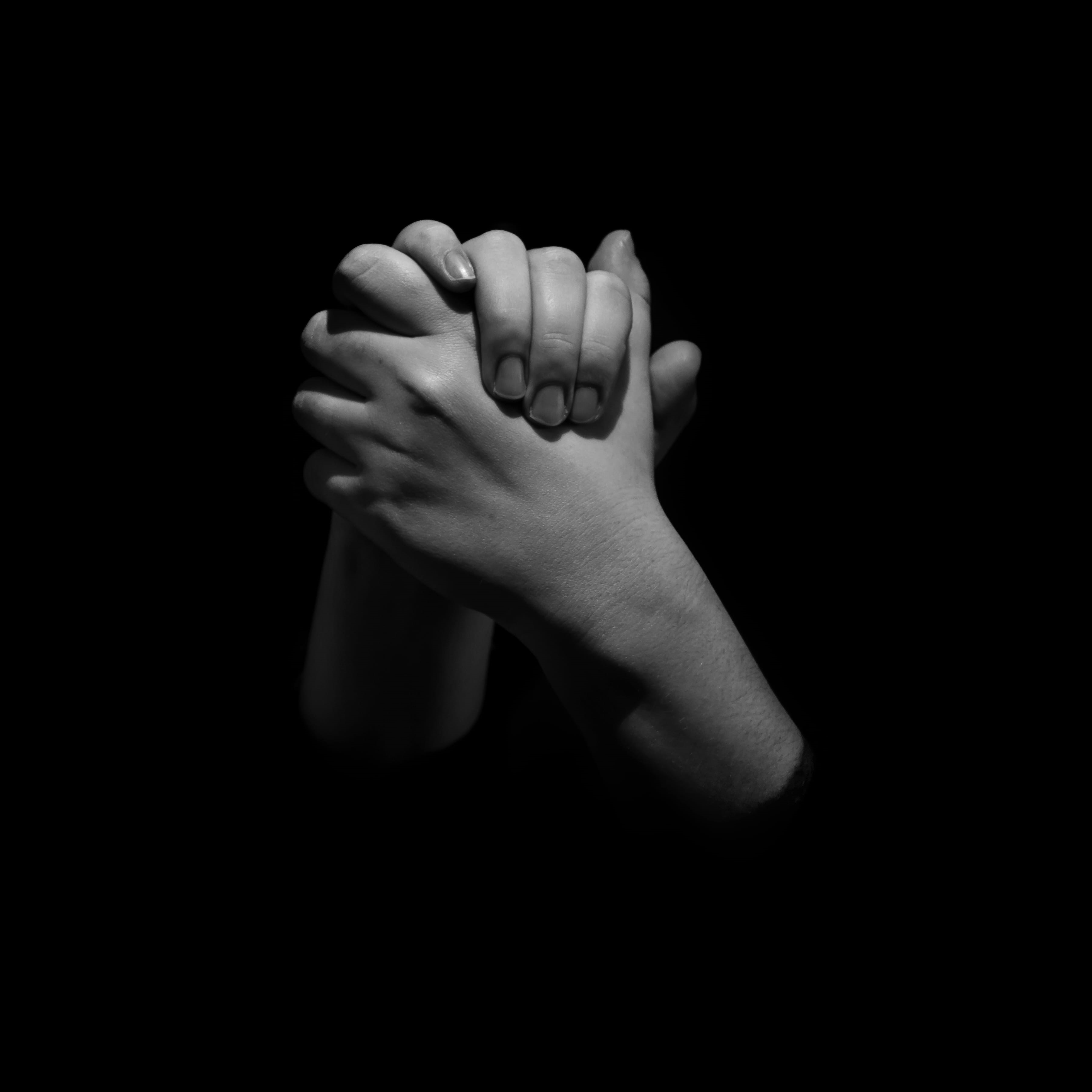 prayer, finger, close-up, pray, barefoot, one person, domestic room, body part, black and white, studio shot, person, human limb, human foot, human body part, Phone HD Wallpaper