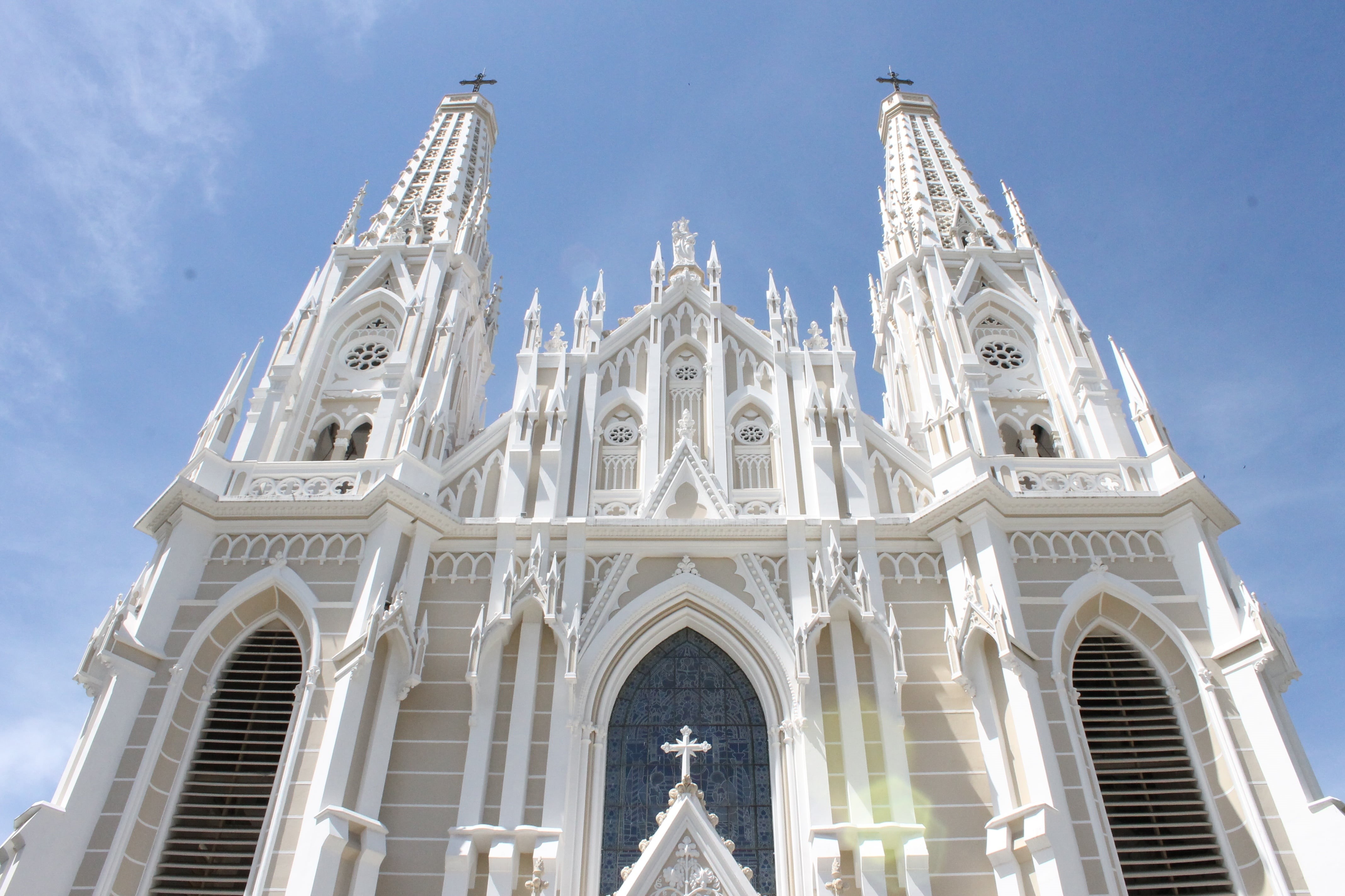 historical heritage, architecture, low angle view, facade, 4K, chapel, holy spirit, victory, spire, building exterior, no people, history, the past, catholic, HD Wallpaper
