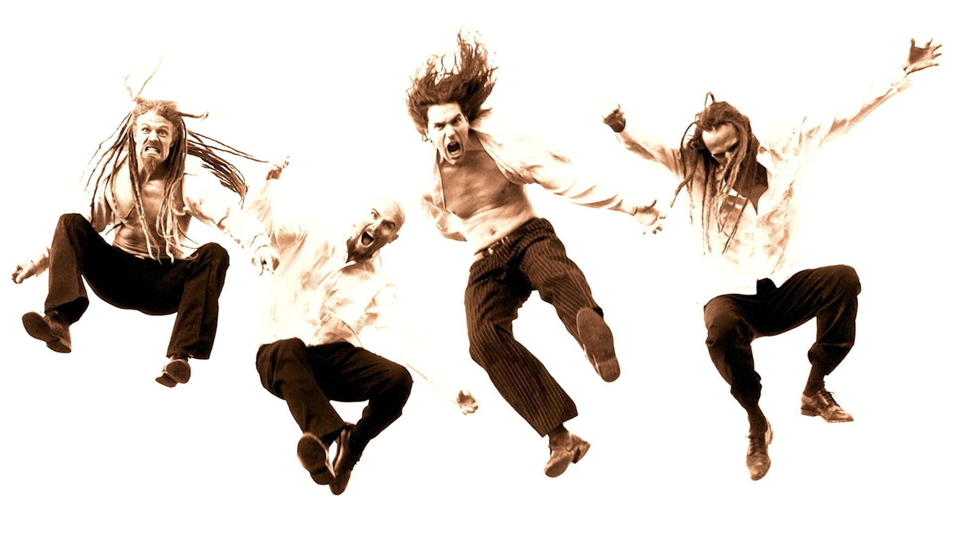 pain of salvation, vitality, fun, 1080P, men, cut out, multiple image, hands, people, excitement, pants, dreadlocks, mid-air, white, casual clothing, studio shot, HD Wallpaper
