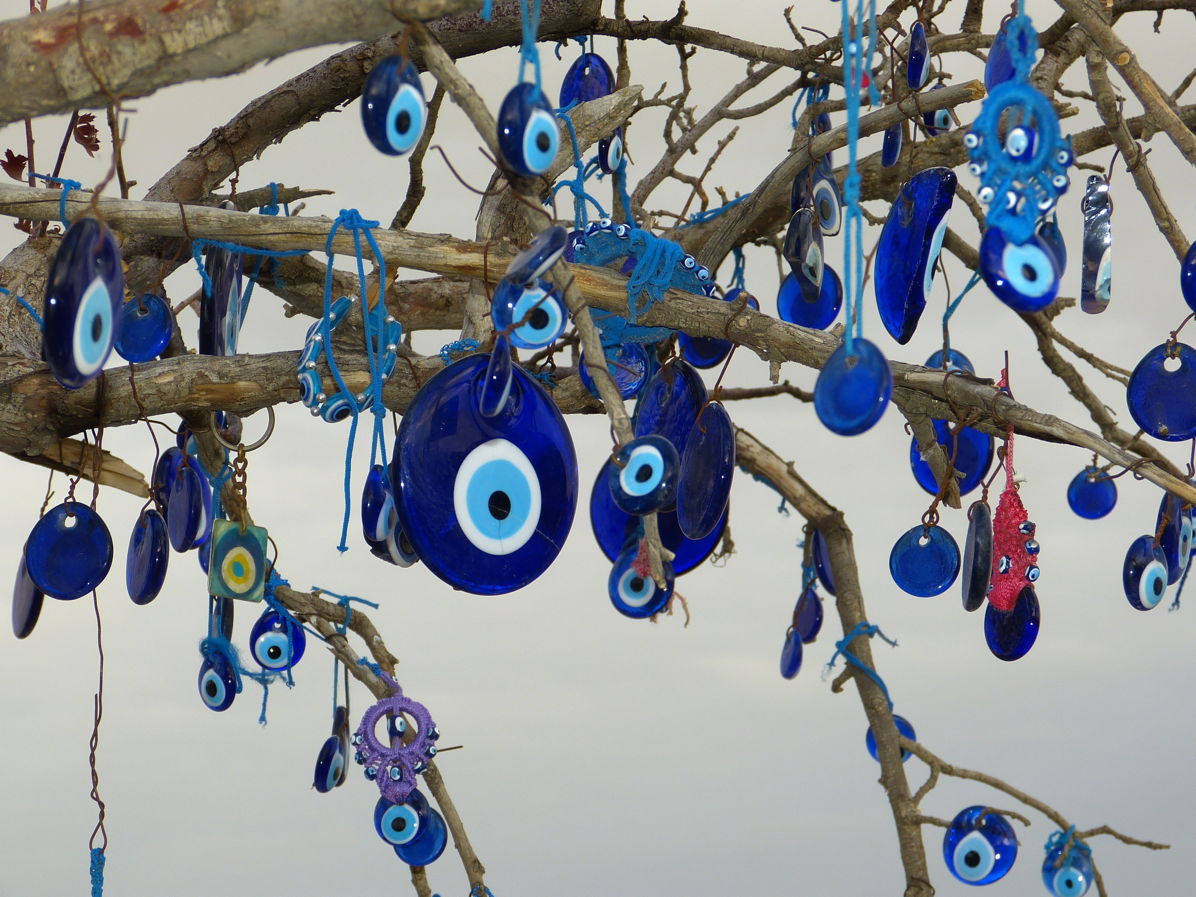 evil, no people, sky, turkey, amulet, trailers, nature, ban, nazar, hanging, low angle view, day, large group of objects, souvenir, creativity, ornate, HD Wallpaper