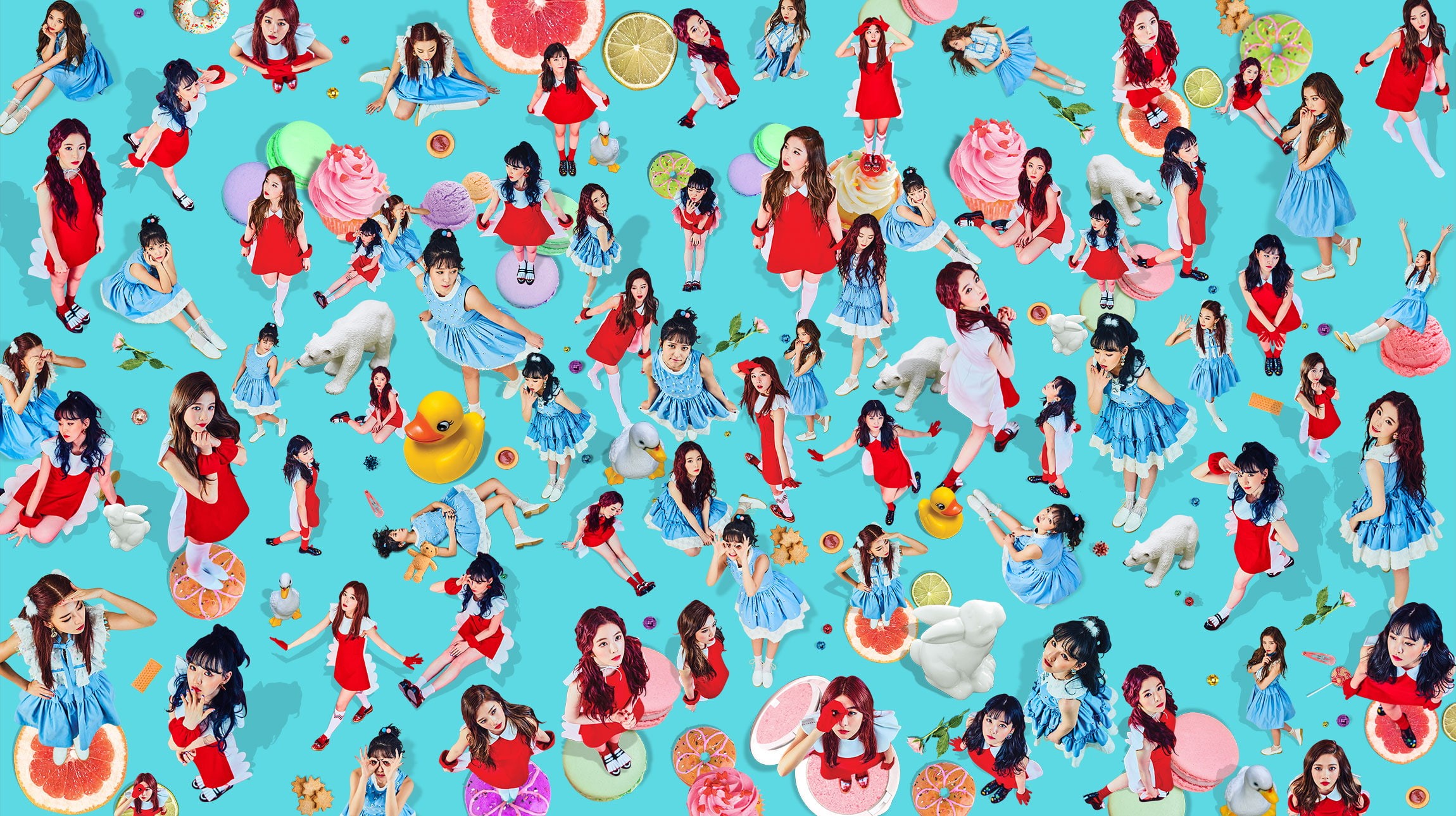 women, 1080P, Asian, RedVelvet, K-pop, collage, HD Wallpaper