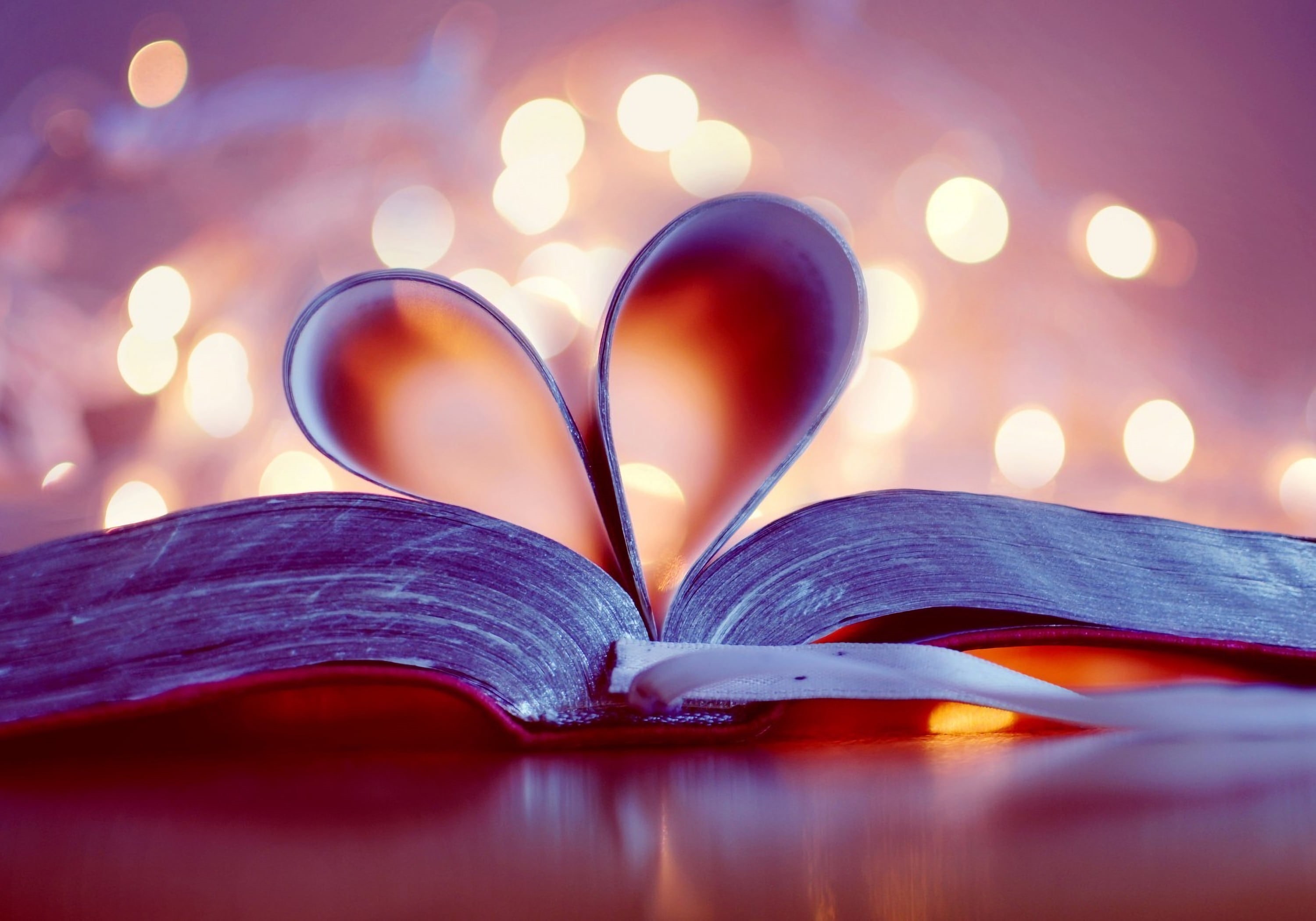 emotion, defocused, light, publication, glare, bookmark, gray, book, page, still life, paper, positive emotion, shape, open, selective focus, heart, heart shape, HD Wallpaper