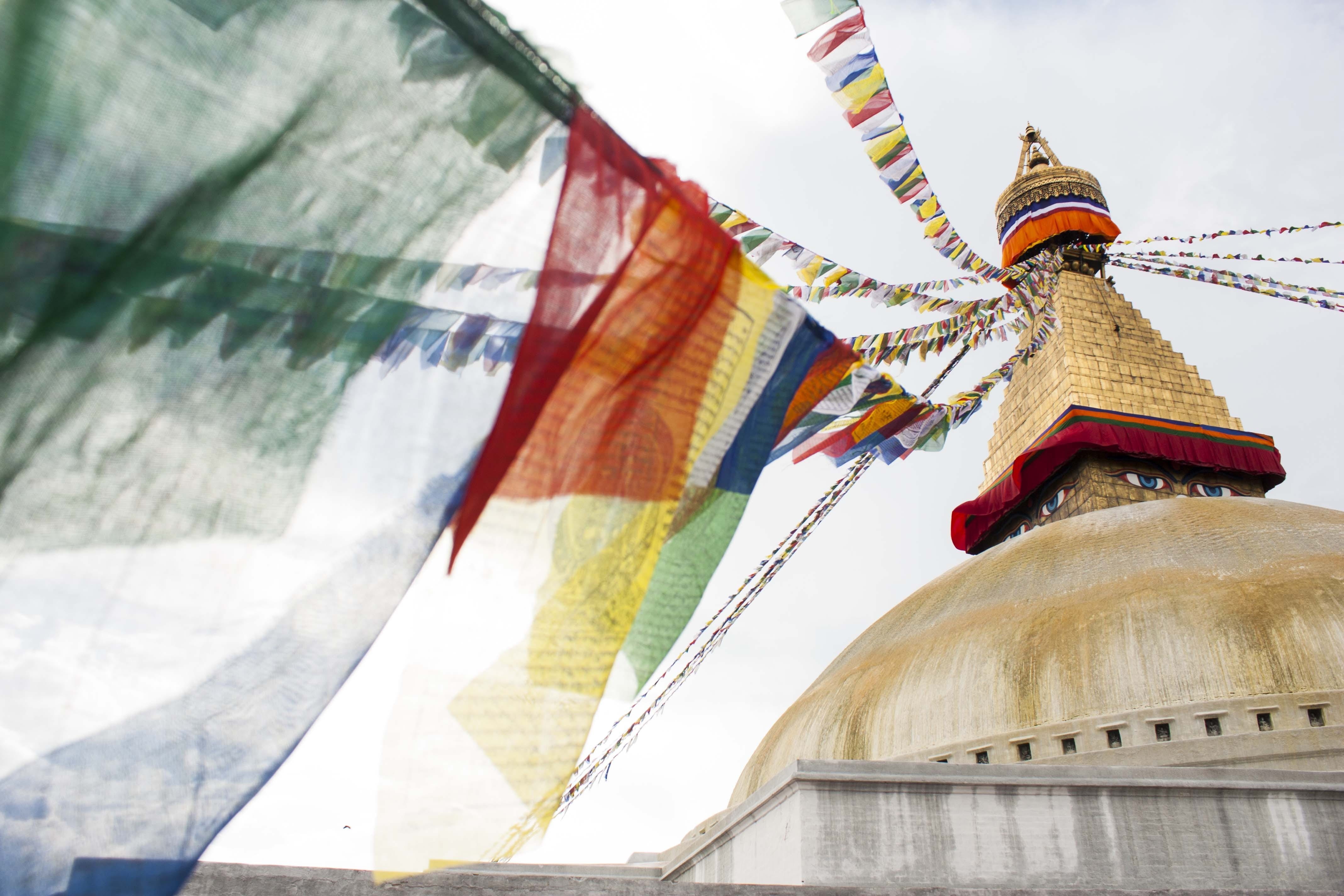 colors, nepal, low angle view, angle, holy, building exterior, tower, stupa, photography, beige, no people, outdoors, spirituality, buddhism, wind, low, HD Wallpaper