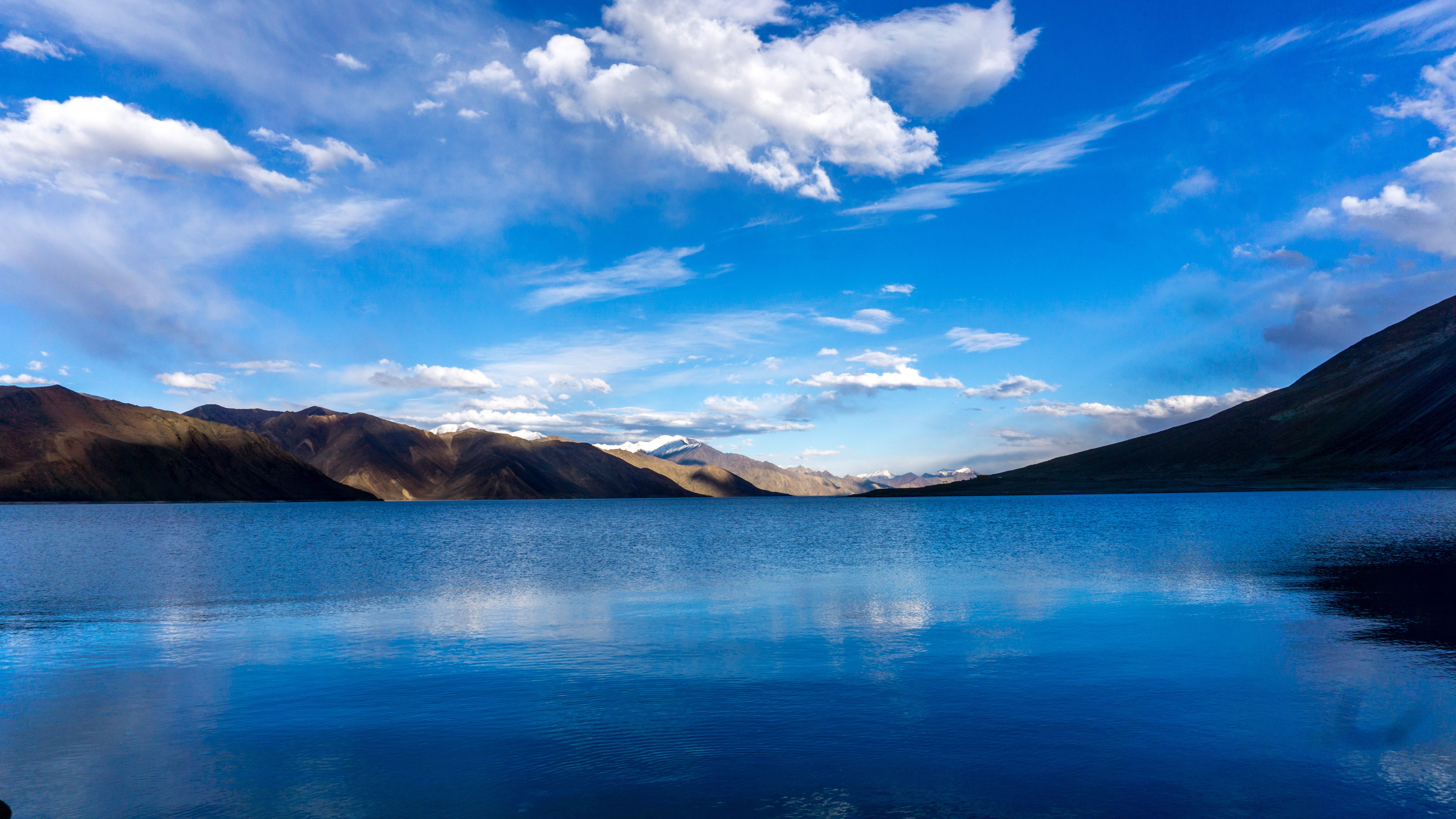 water, leh, reflaction, beauty in nature, tranquil scene, day, waterfront, blue lake, scenics - nature, idyllic, tranquility, sky, non-urban scene, cloud formation, HD Wallpaper