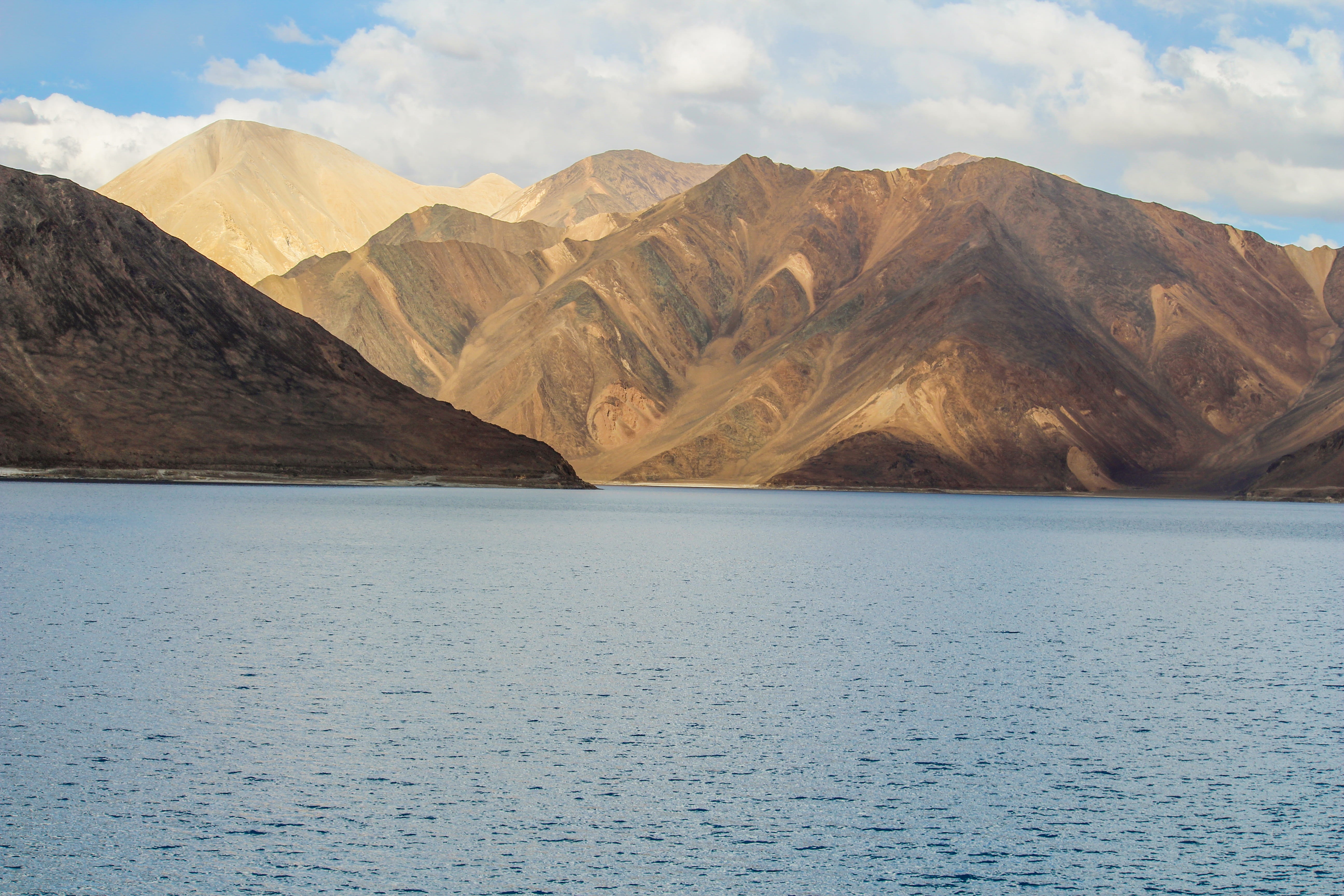 landscape, formation, sky, ladakh, beauty in nature, tranquility, mountain peak, outdoors, mountain, mountain range, non-urban scene, waterfront, idyllic, HD Wallpaper