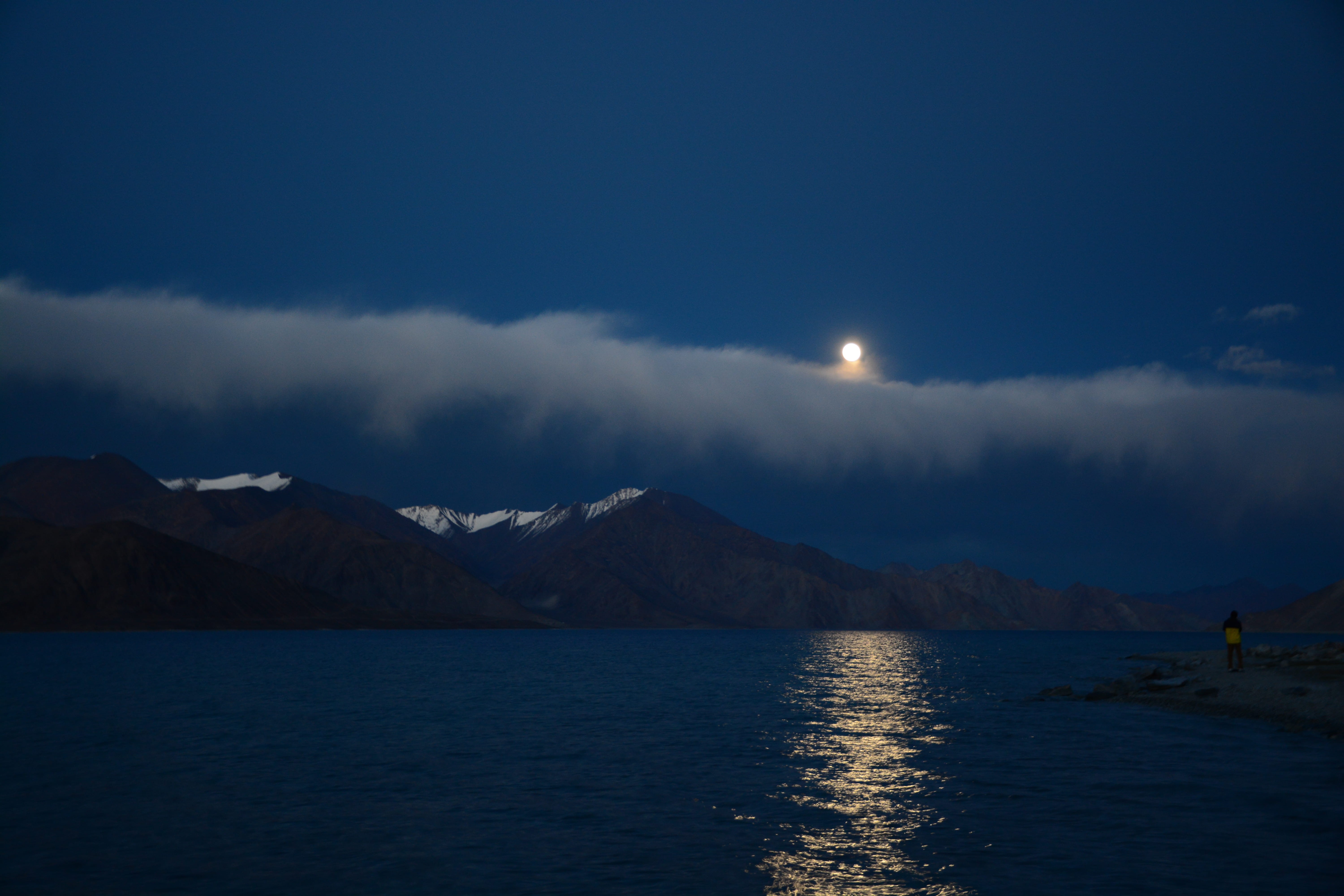 snowcapped mountain, waterfront, outdoors, mountains, night, cloud - sky, non-urban scene, spangmik, tranquility, mountain, scenics - nature, 5K, leh, HD Wallpaper