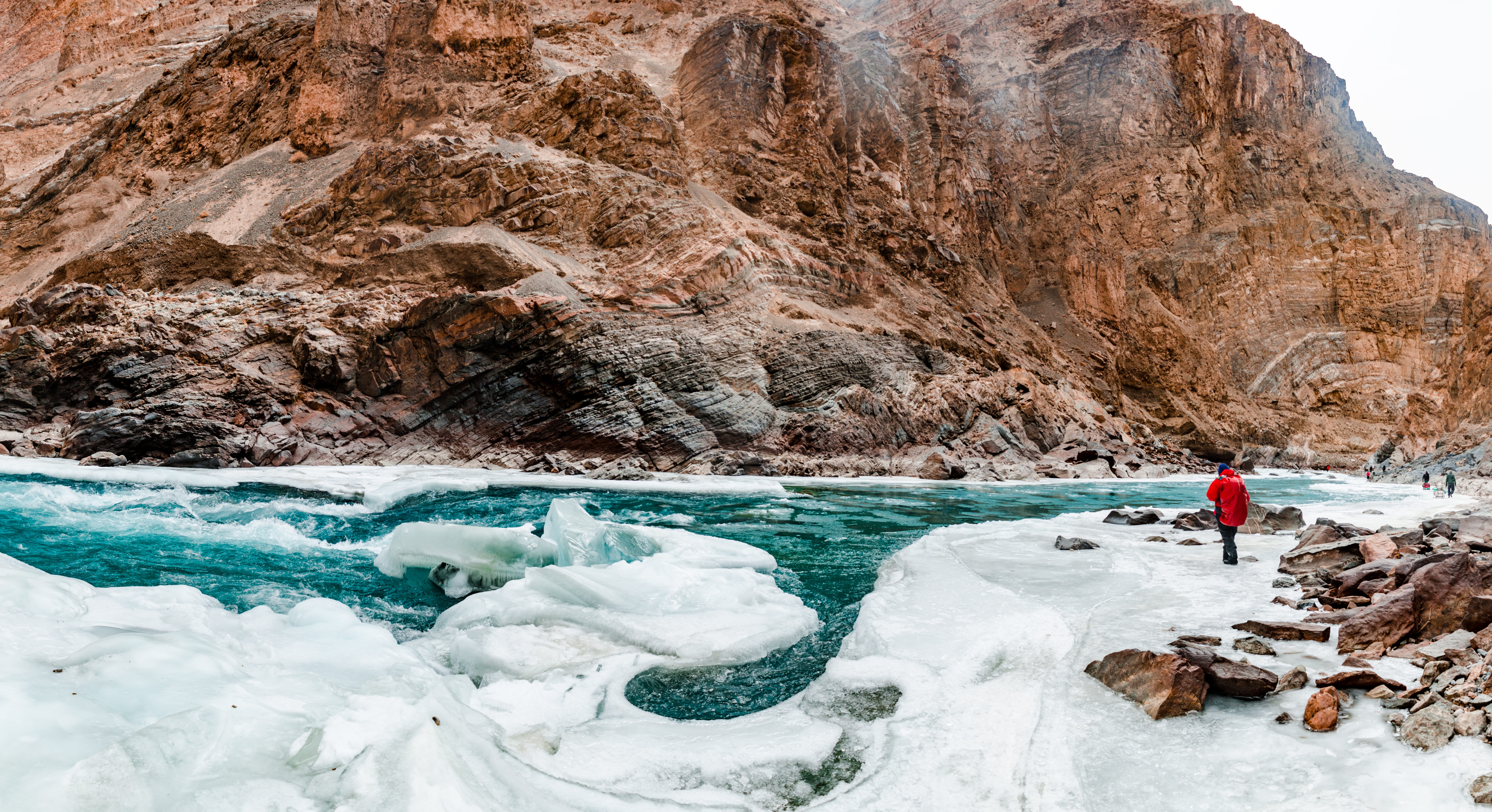 ladakh, nature, beauty in nature, rock formation, tranquility, man, explore, lake, rock, non-urban scene, glacier, solid, rock - object, land, real people, HD Wallpaper