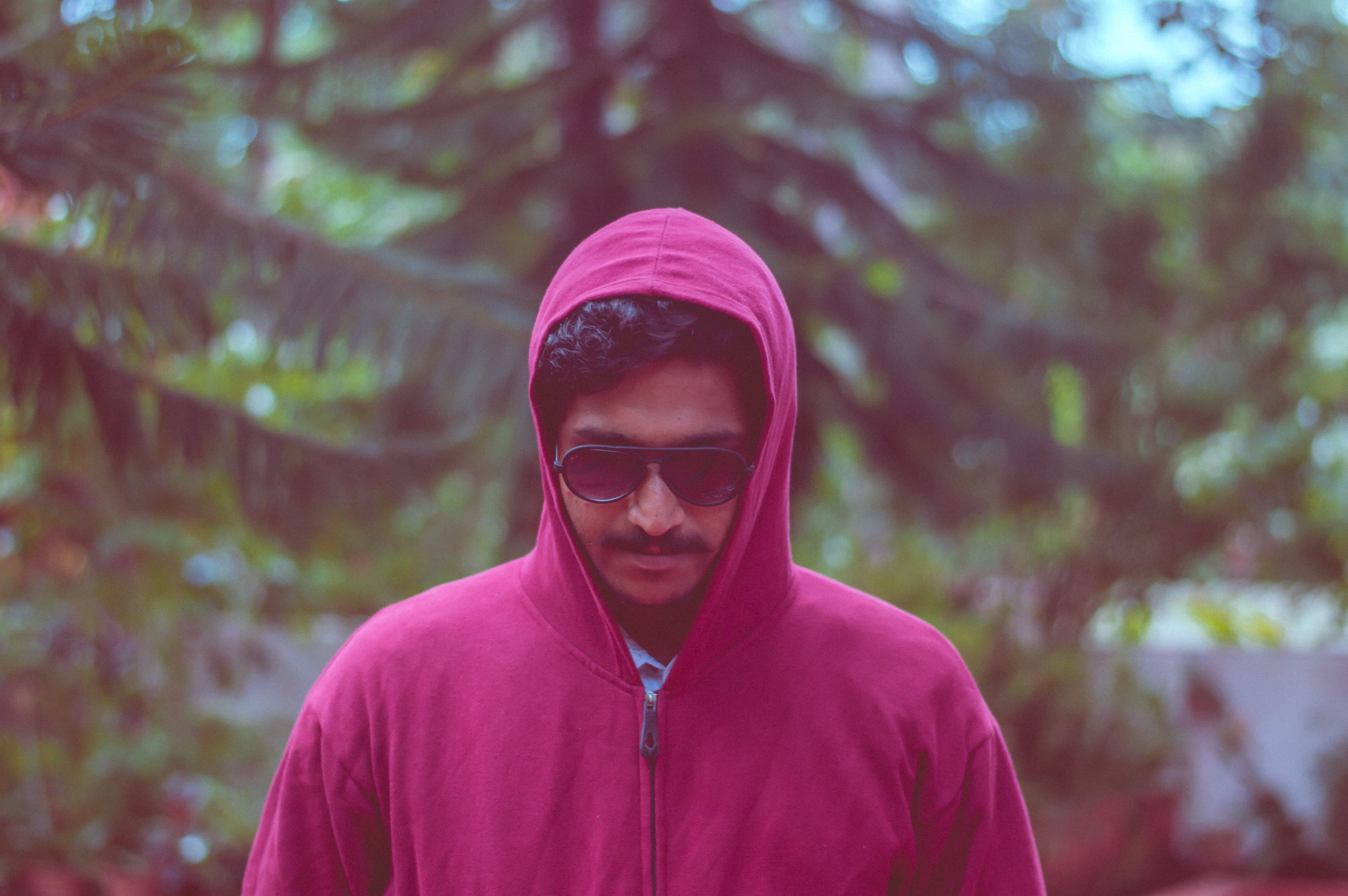 standing, model, hoodie, young men, outdoors, tree, real people, cold, freak, 5K, vishnu, one person, purple, green, coolers, maroon, people, leisure activity, HD Wallpaper
