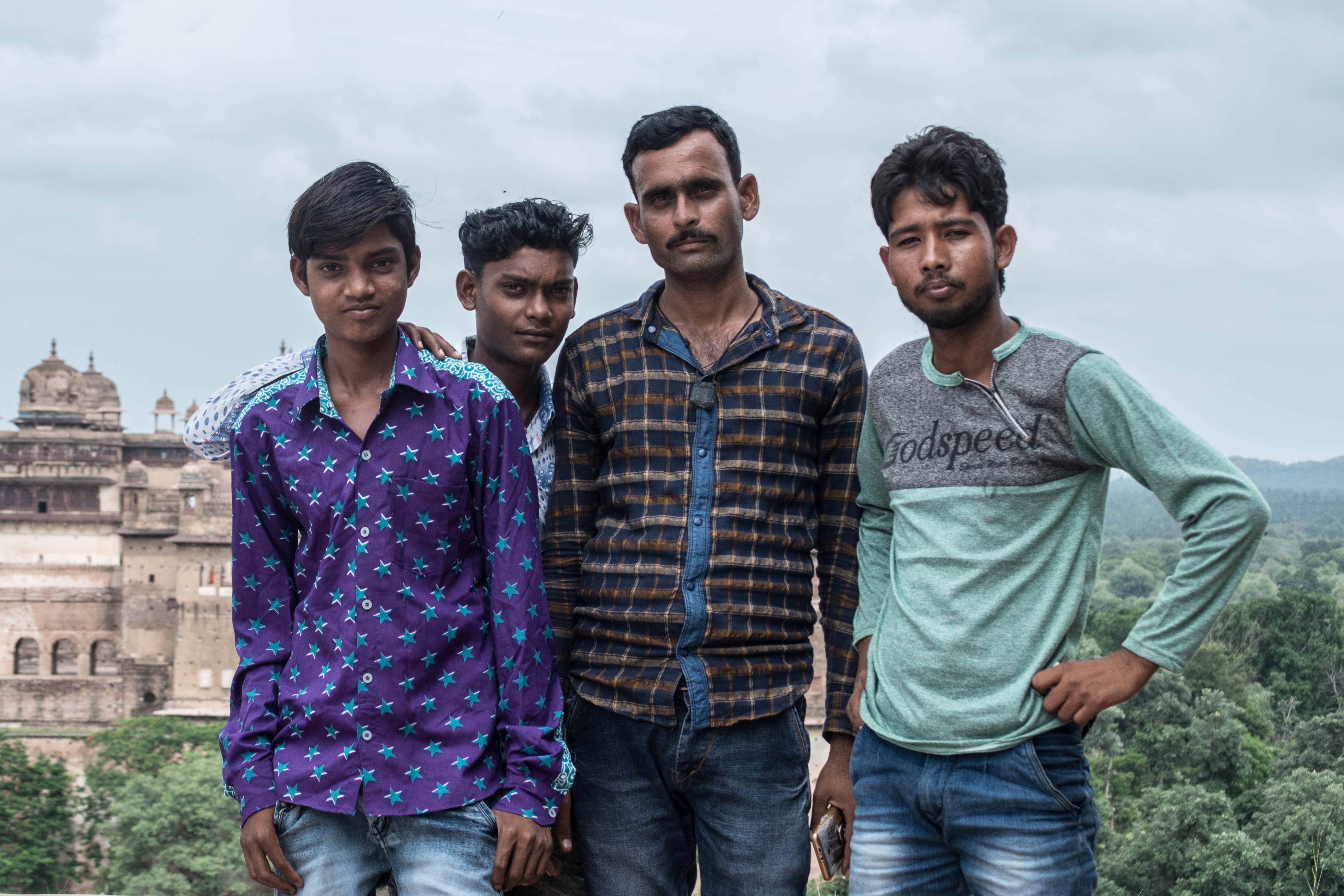 young men, friends, lifestyles, young, portrait, togetherness, group of people, friendship, people, family, 4K, day, real people, posing, standing, casual clothing, HD Wallpaper