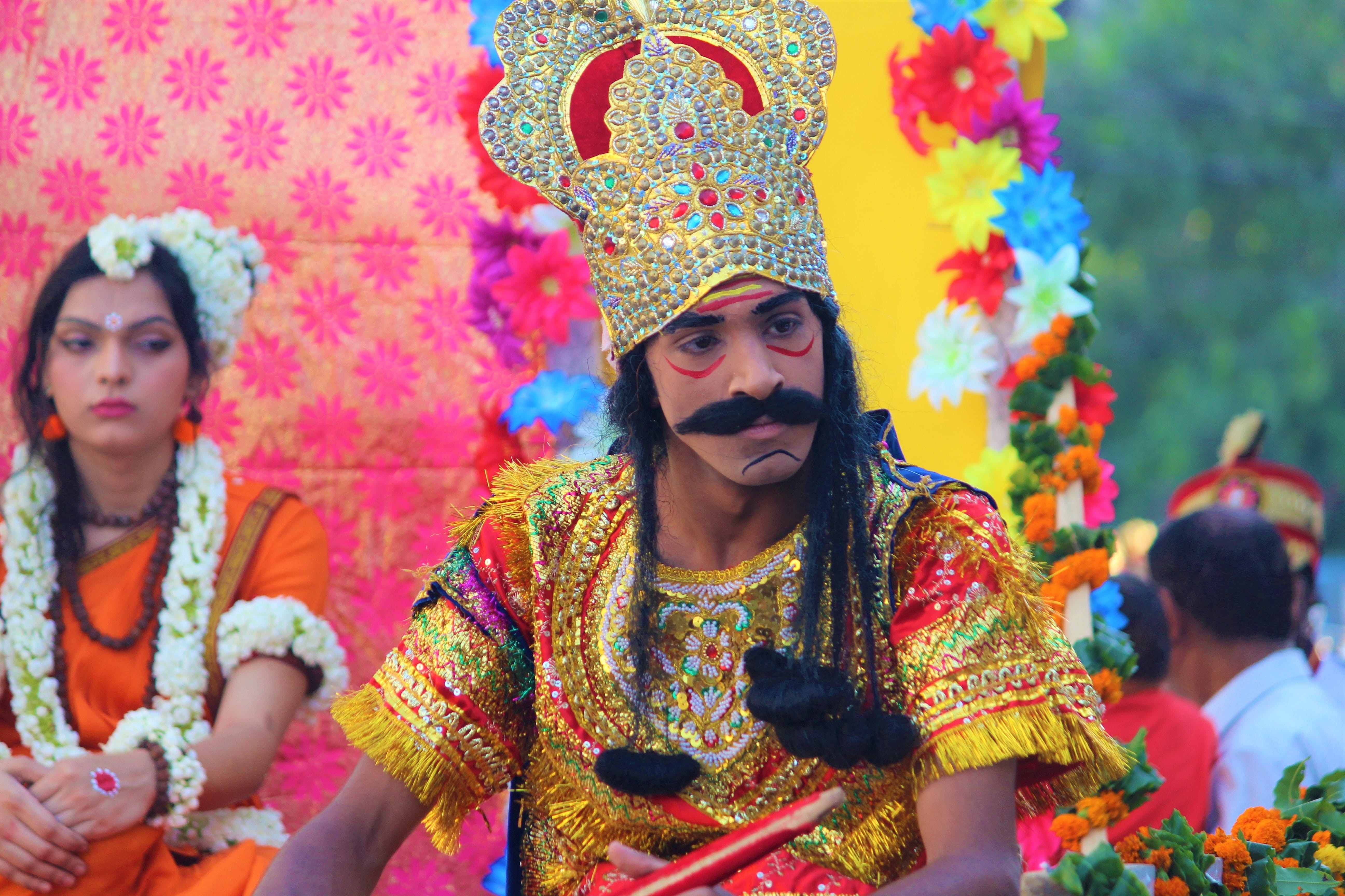 dashamukha, traditional clothing, arts culture and entertainment, group of people, hinduism, vijayadashami, asian, multi colored, cultural, ramayana, people, HD Wallpaper