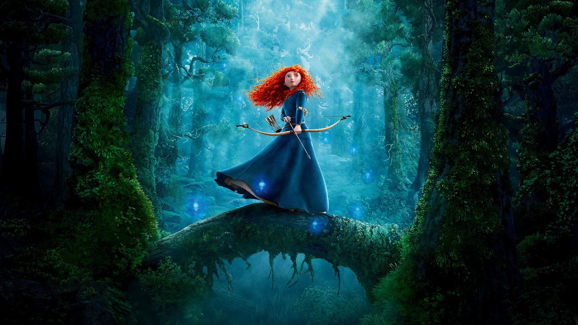 redhead, land, forest, Brave (Movie), water, mystery, Brave, beautiful woman, dress, young adult, fantasy, clothing, women, sea, Merida (Brave), fashion, HD Wallpaper