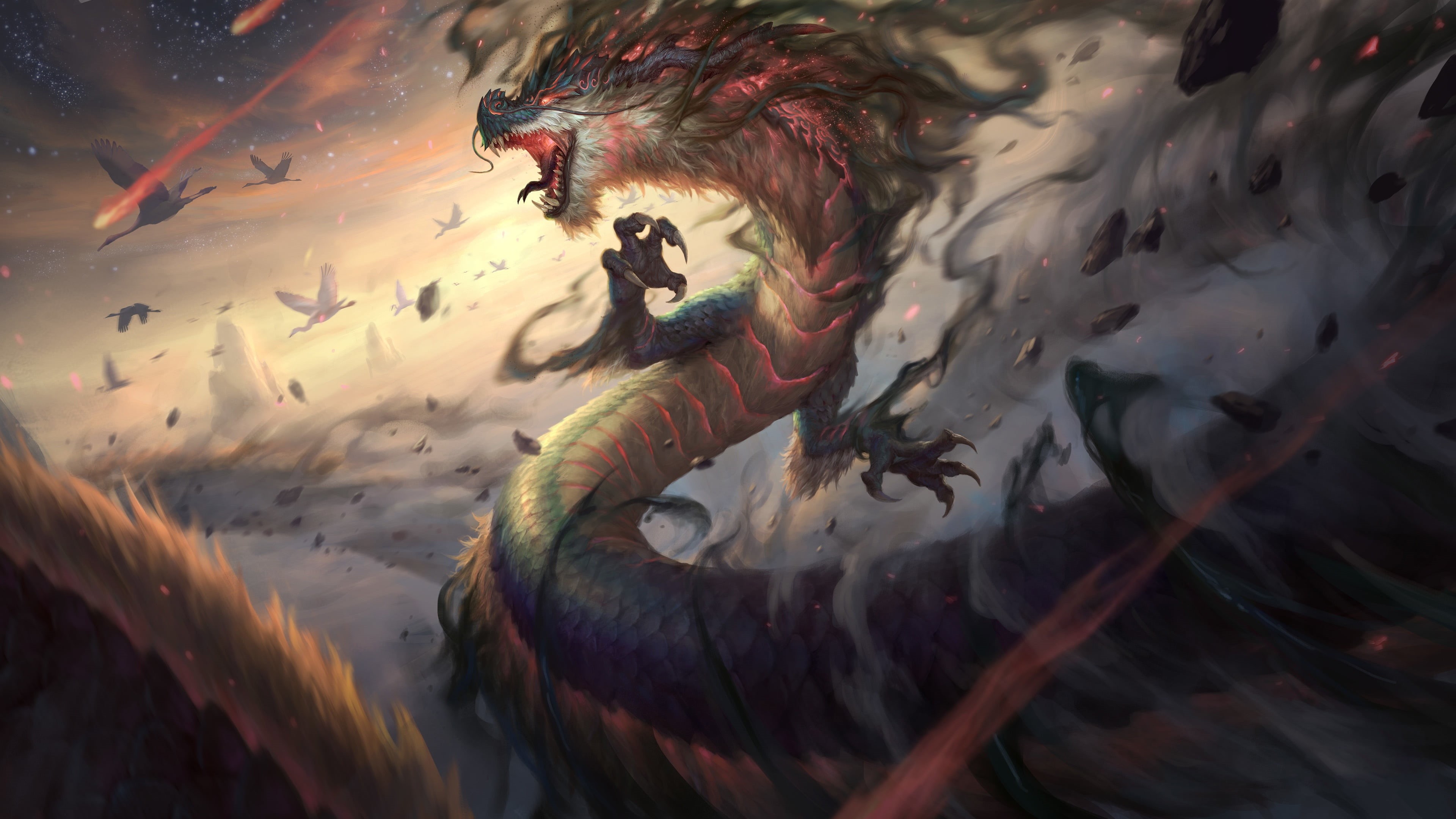 fantasy art, 4K, artwork, dragon, creature, Joshua Raphael, HD Wallpaper