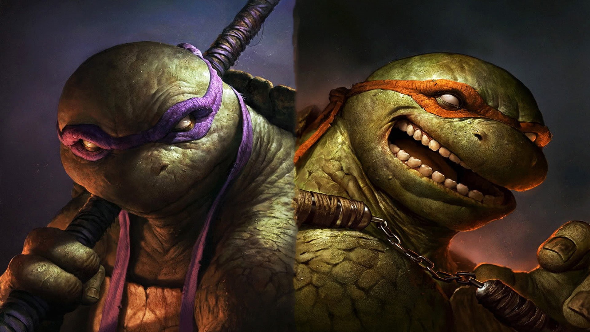 art and craft, human representation, smiling, mouth open, portrait, toothy smile, Raphael, men, celebration, Donatello, representation, studio shot, headshot, HD Wallpaper
