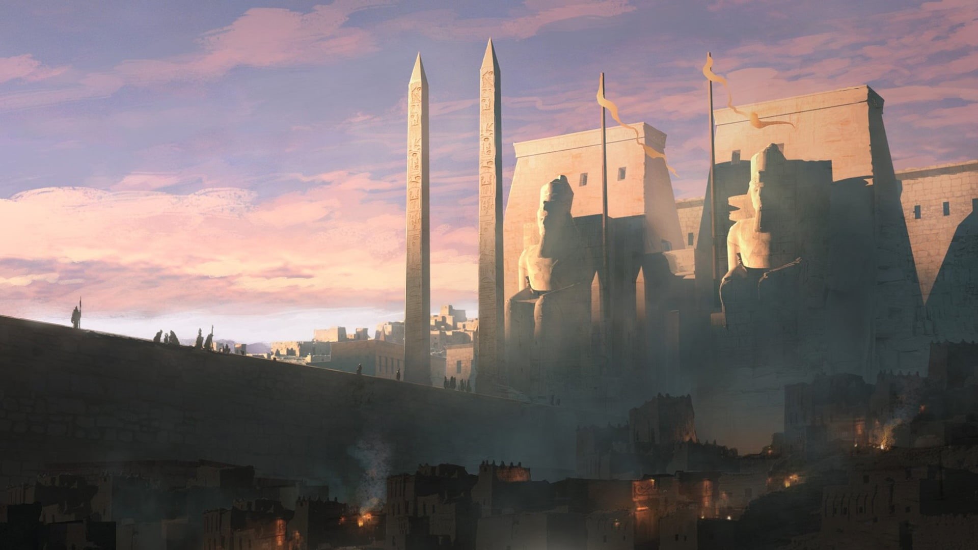 Twilight in Memphis, Ancient Egypt, Assassins Creed: Origins, Dusk on Memphis, Raphael Lacoste, 1080P, HD Wallpaper