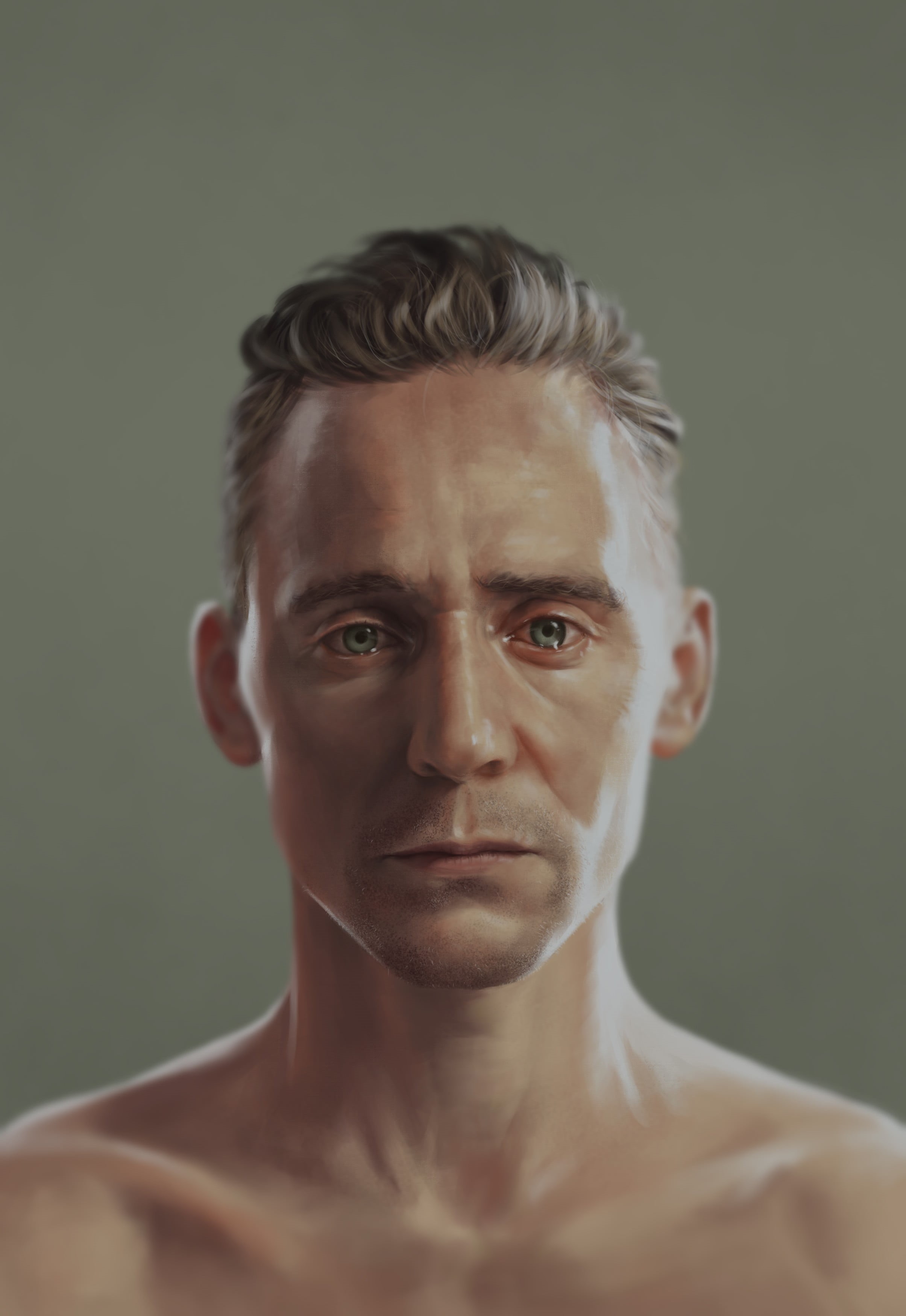 close-up, portrait, hair, young adult, fan art, crying, one person, actor, studio shot, irritation, adult, aggression, headshot, Tom Hiddleston, front view, Phone HD Wallpaper
