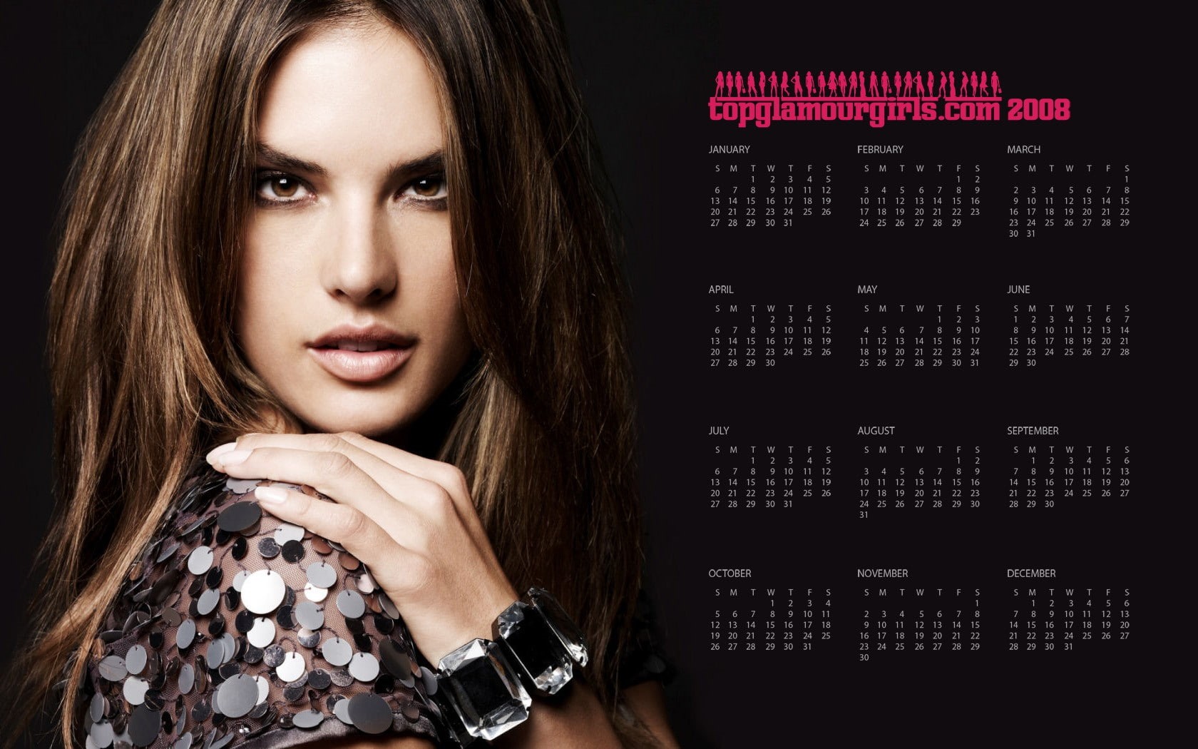 Alessandra Ambrosio, calendar, 720P, 2008 (Year), women, HD Wallpaper