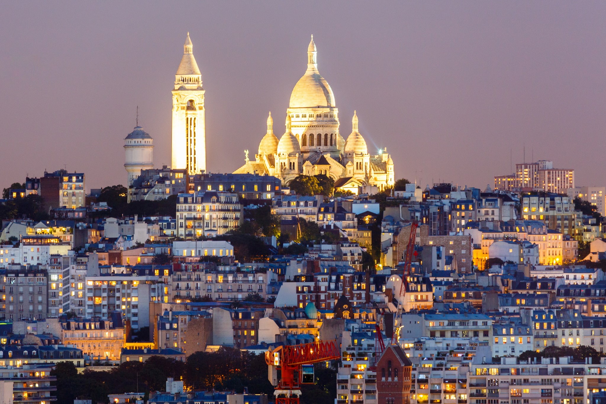 Paris, 1080P, night, lights, Montmartre, France, sacré-Coeur, home, hill, HD Wallpaper