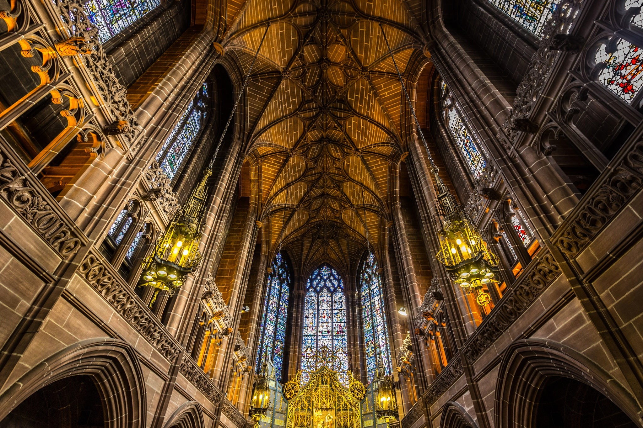 Cathedral, 1080P, the nave, England, Liverpool, HD Wallpaper