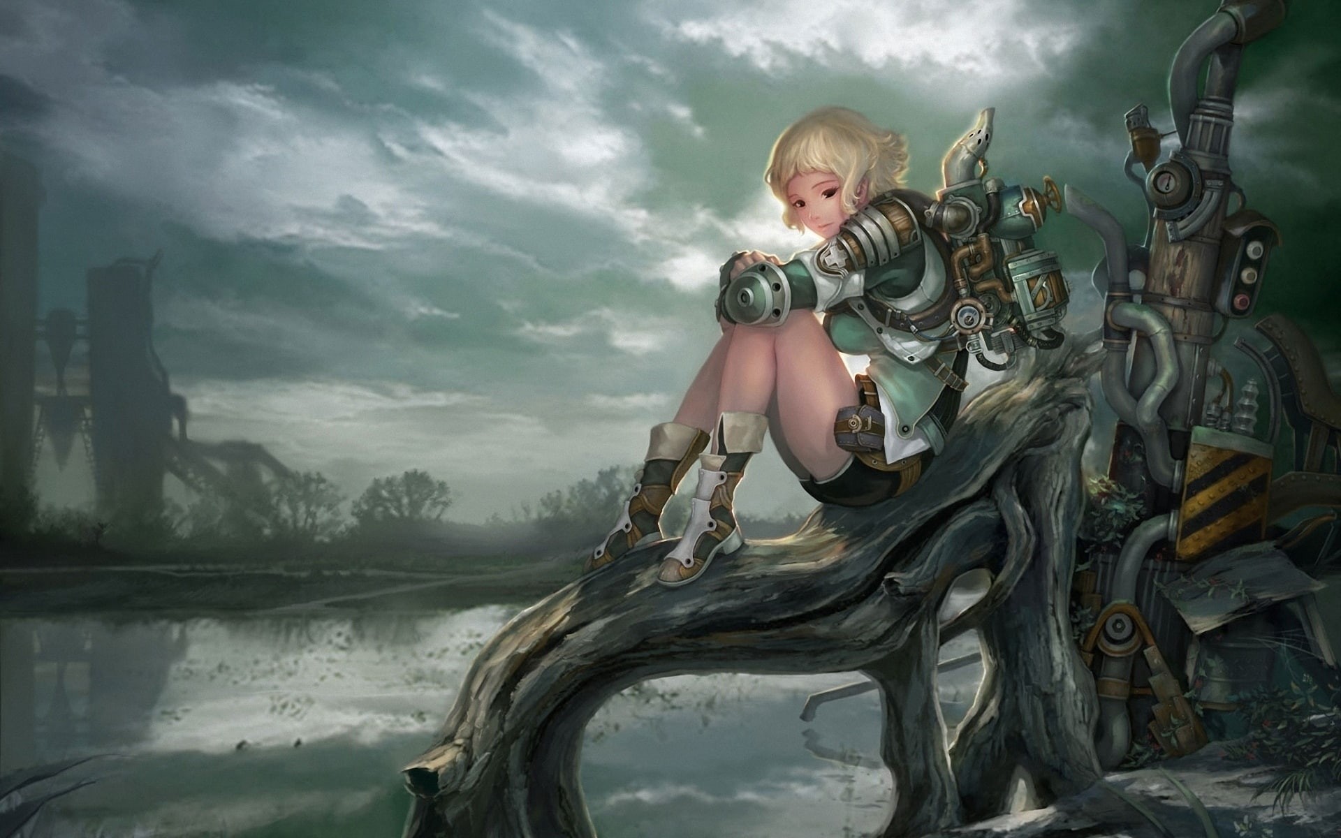 ficcion, mujer, ciencia, 1080P, futuro, naves, HD Wallpaper