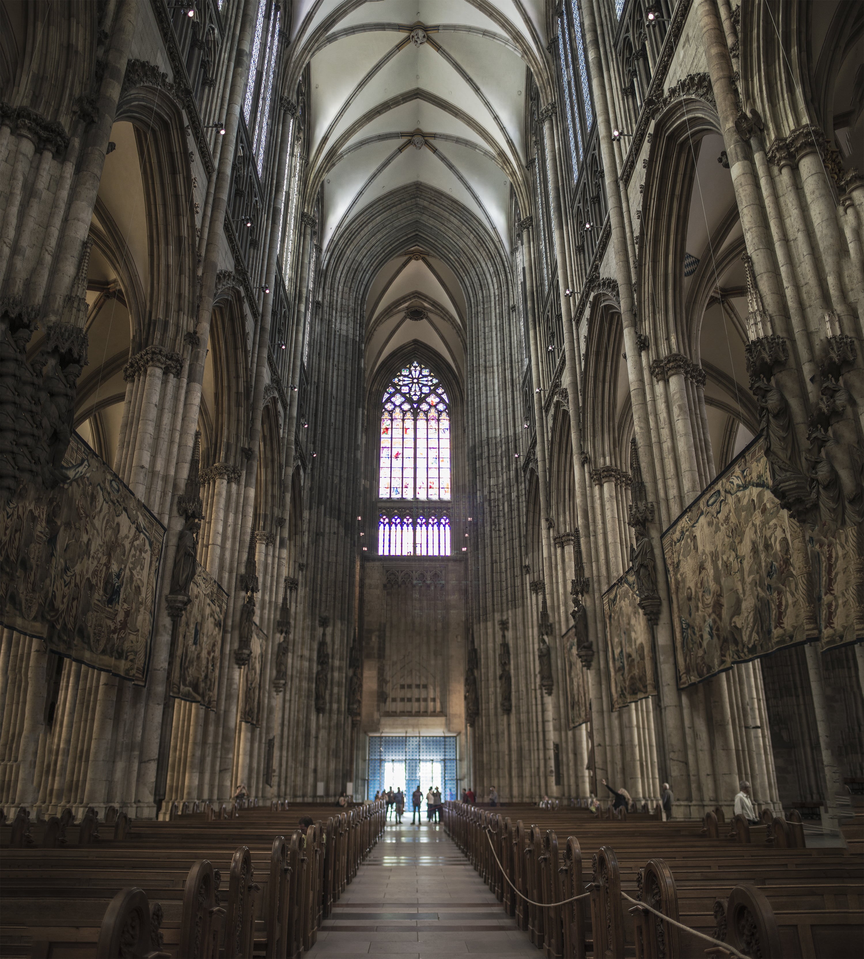 aisle, gothic, architectural column, belief, arch, religious, place of worship, spirituality, nave, architecture, bench, the past, christianity, monument, Phone HD Wallpaper
