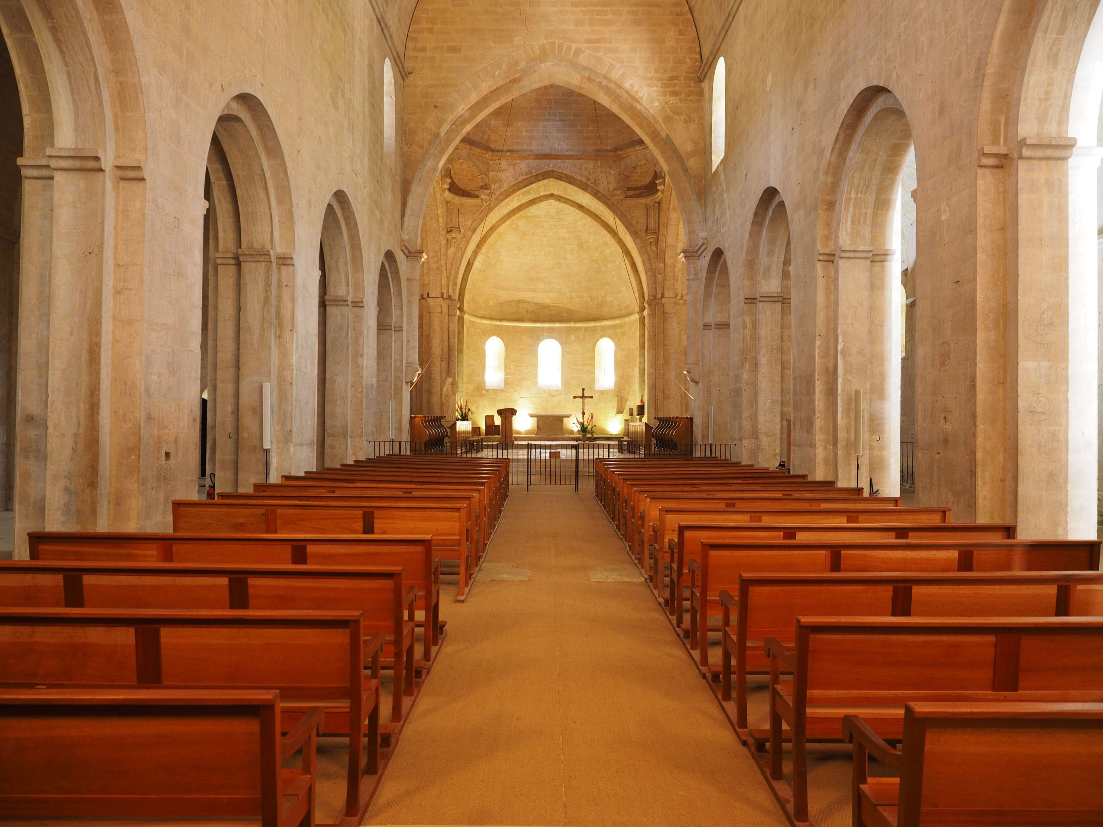 nave, wood - material, church, bistum avignon, france, cistercian monks, abbey church, ceiling, department of vaucluse, architecture, abbaye de snanque, HD Wallpaper
