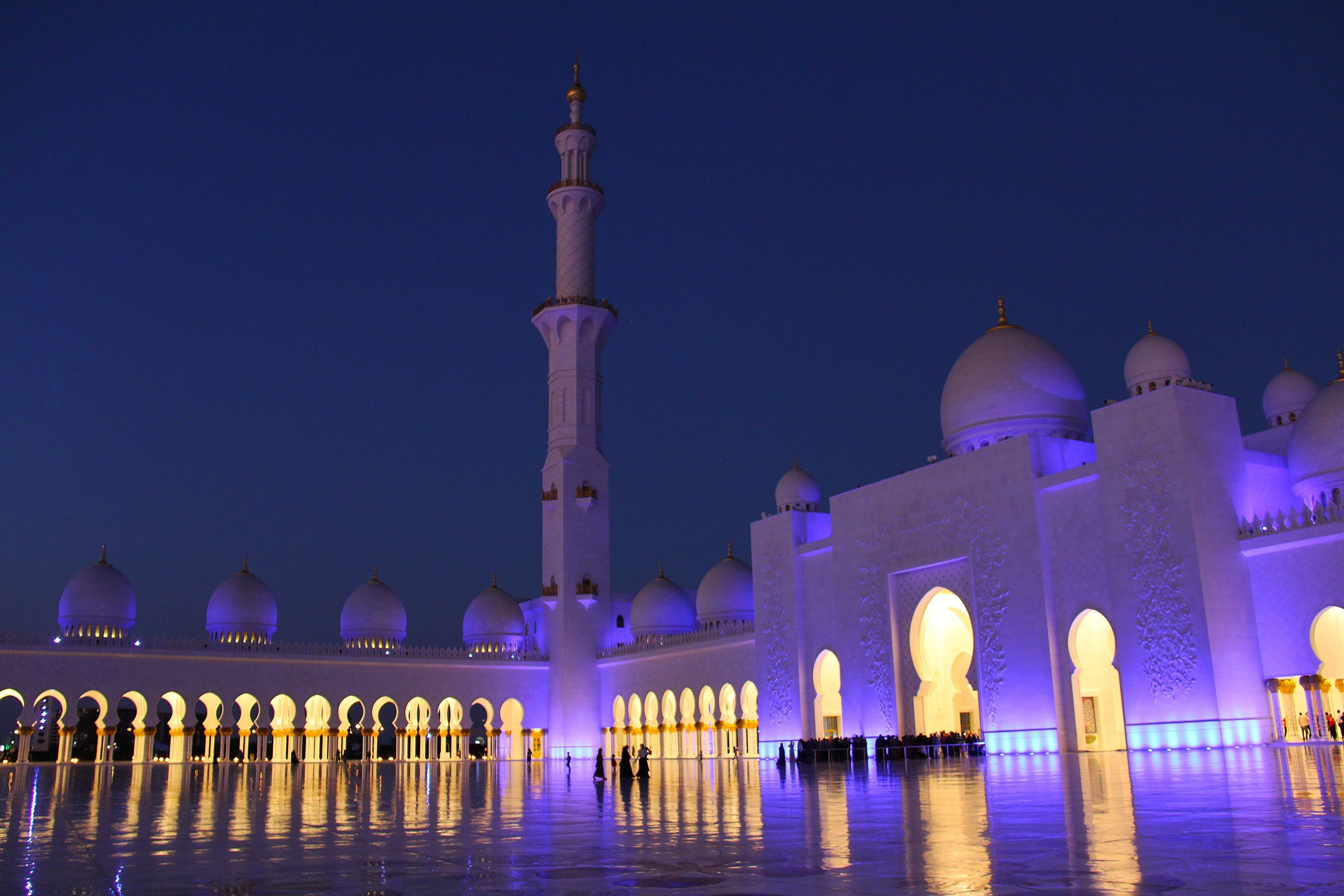 dome, sheikh zayed grand mosque, uae, amazing, tourism, travel, city, culture, purple, building exterior, the past, tourist, place of worship, pray, arch, HD Wallpaper