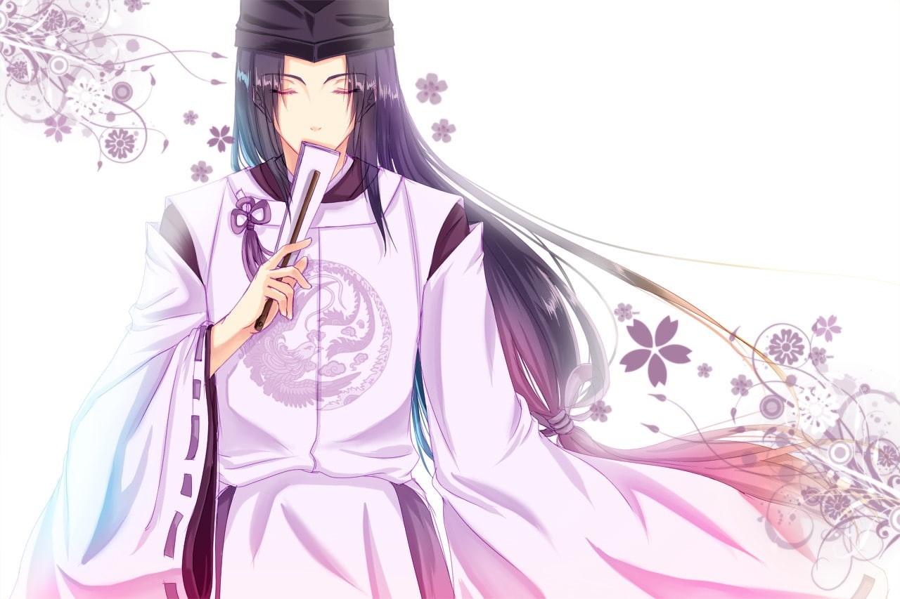 720P, floral pattern, one person, holding, Fujiwara no Sai, shoe, standing, men, white background, low section, women, real people, Hikaru no Go, front view, HD Wallpaper