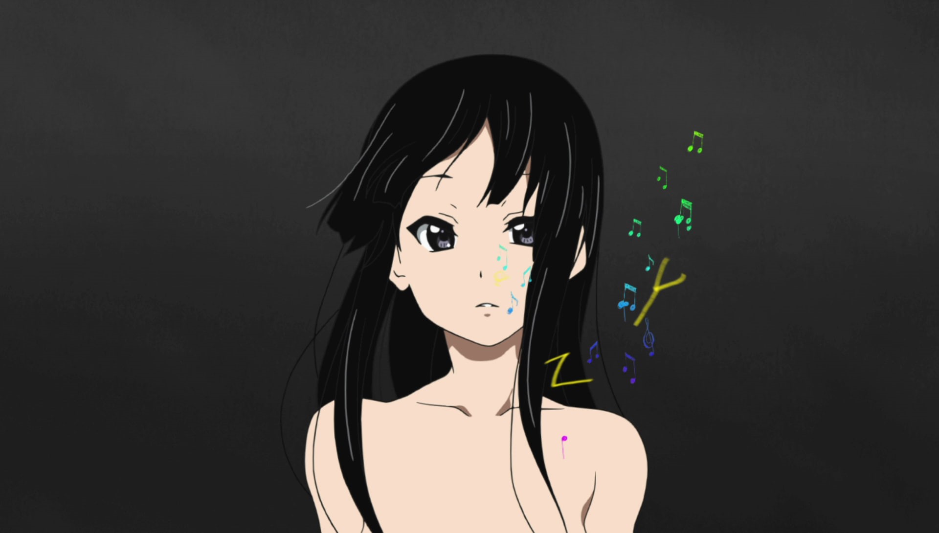 representation, real people, bare shoulders, K-ON!, headshot, indoors, one person, Dont Say Lazy, black background, leisure activity, standing, human face, HD Wallpaper