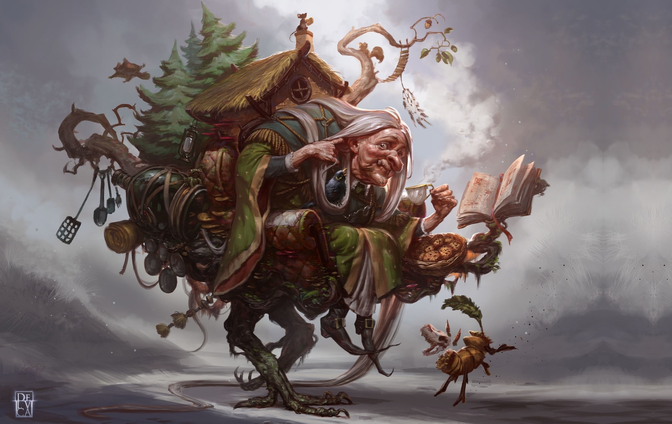 art, Babayaga, Antonio De Luca, Baba Yaga, fantasy, 1080P, HD Wallpaper