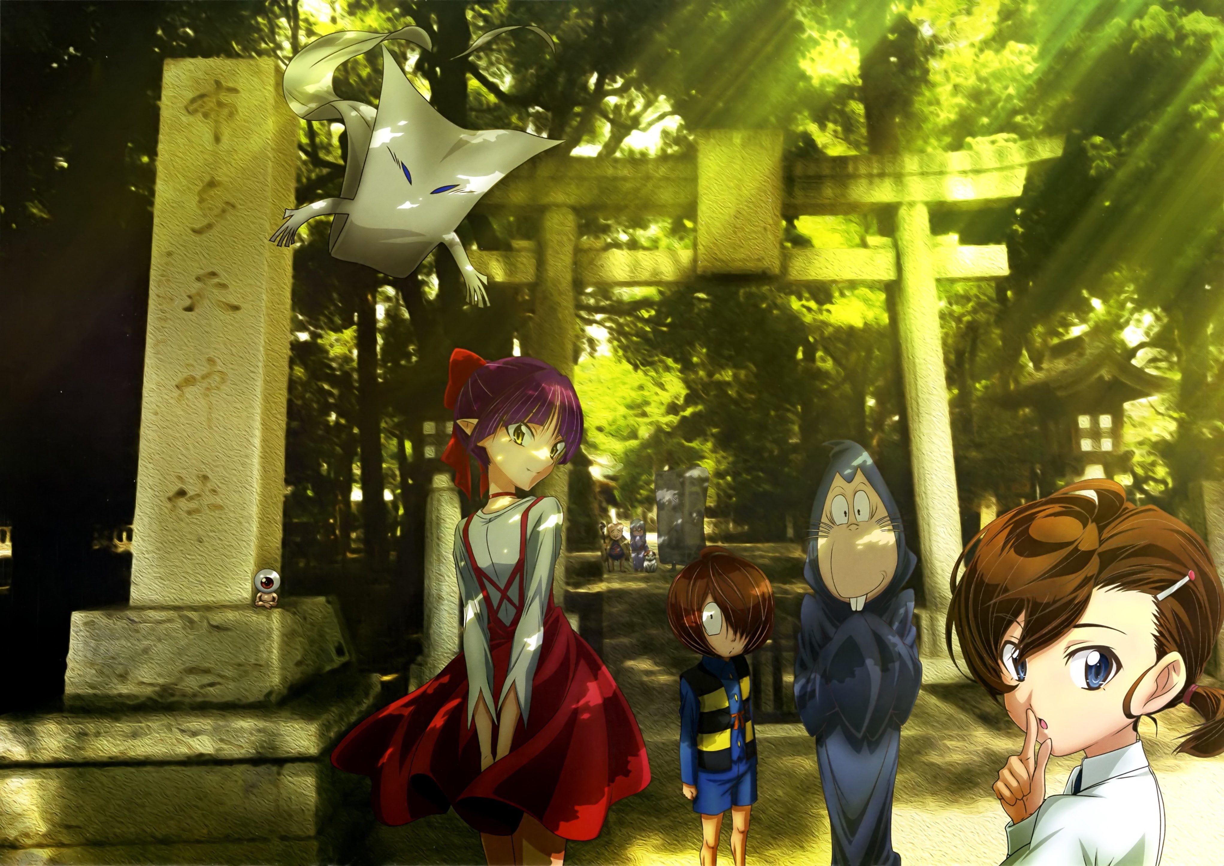 Anime, Kitarō (GeGeGe no Kitaro), Mana Inuyama, Nurikabe (GeGeGe no Kitaro), GeGeGe no Kitaro, Nezumi Otoko, Medama-oyaji, Konaki-jijii, Sunakake-baba, HD Wallpaper