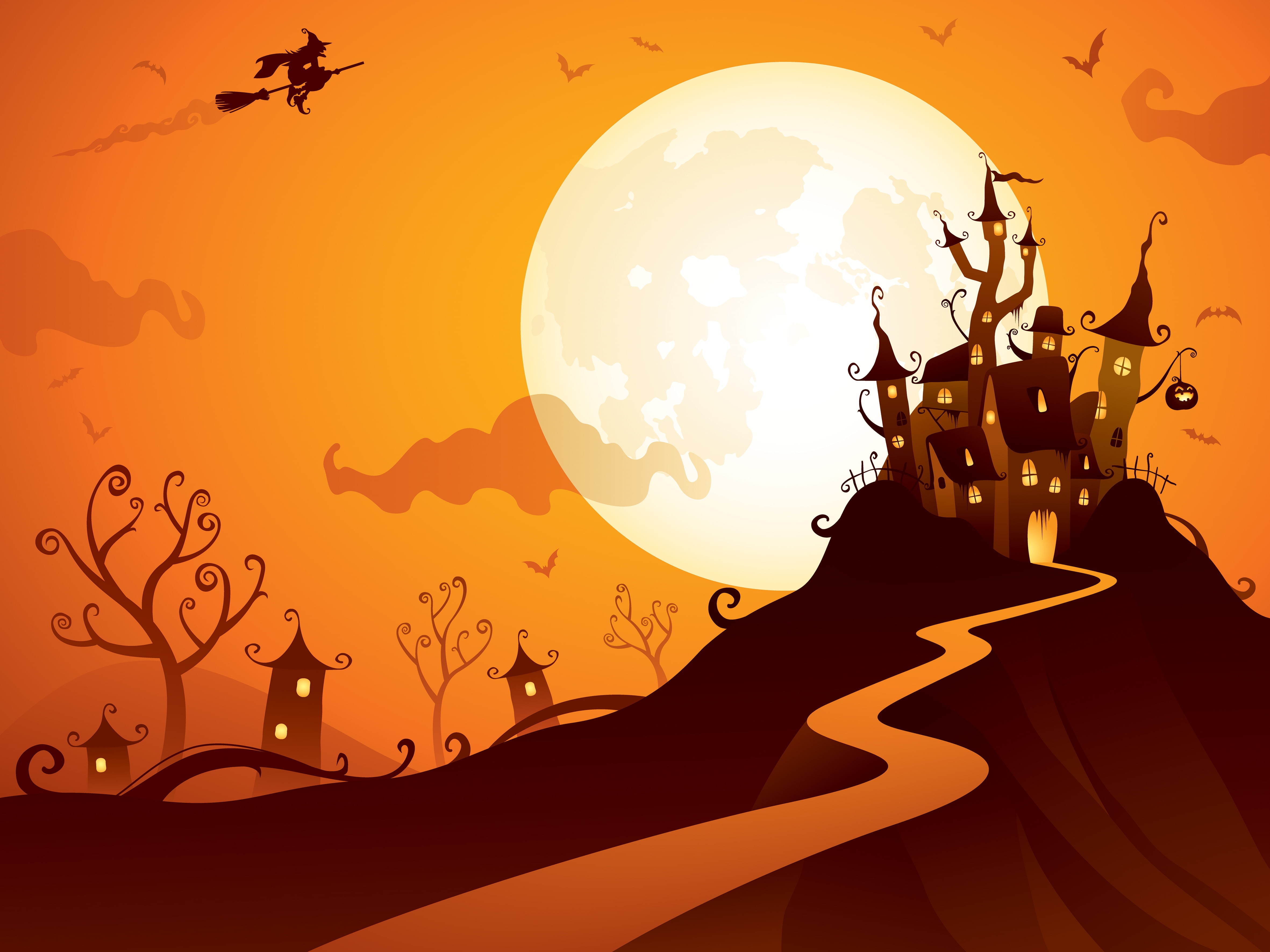  sunset, musical instrument, mid-air, illustration, autumn, house, haunted, backgrounds, silhouette, celebration, evil, one person, real people, HD Wallpaper