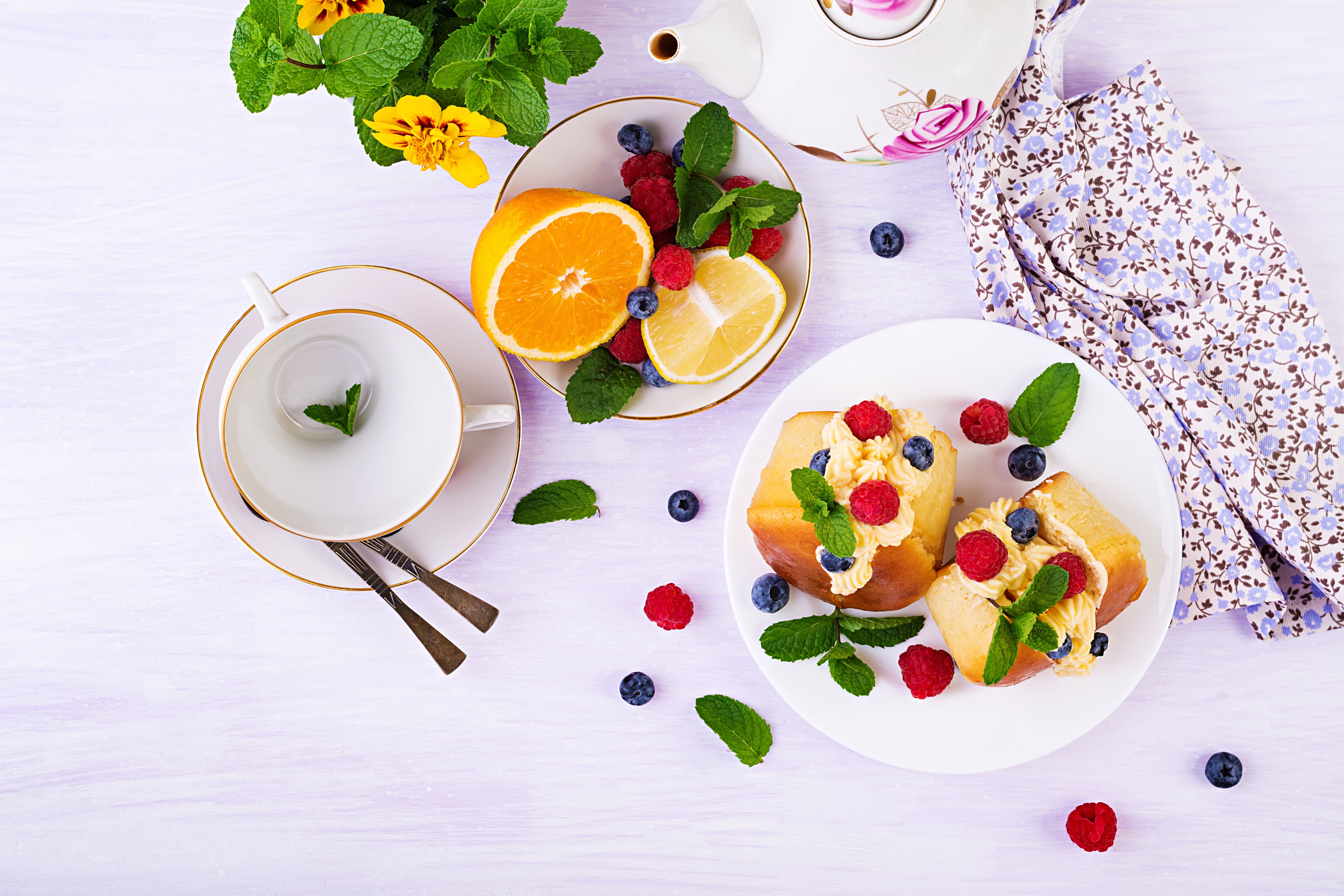 Still Life, Rum baba, Muffin, Food, Fruit, 5K, Berry, HD Wallpaper