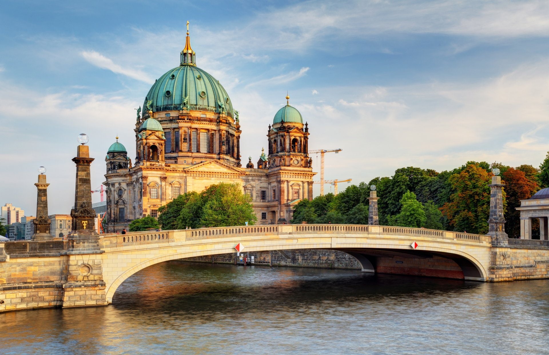 Berlin Cathedral, Architecture, 1080P, River, Berlin, Cathedral, Dome, Germany, Cathedrals, Bridge, HD Wallpaper