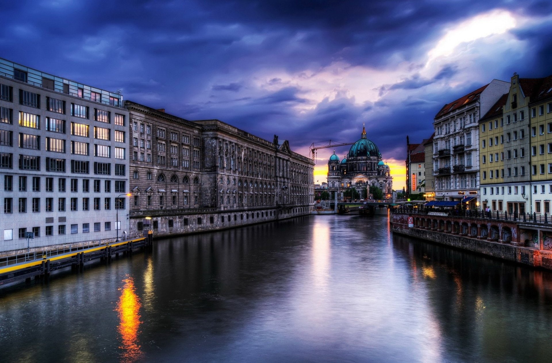 Dusk, Berlin Cathedral, River, Berlin, Cities, 1080P, Building, HD Wallpaper