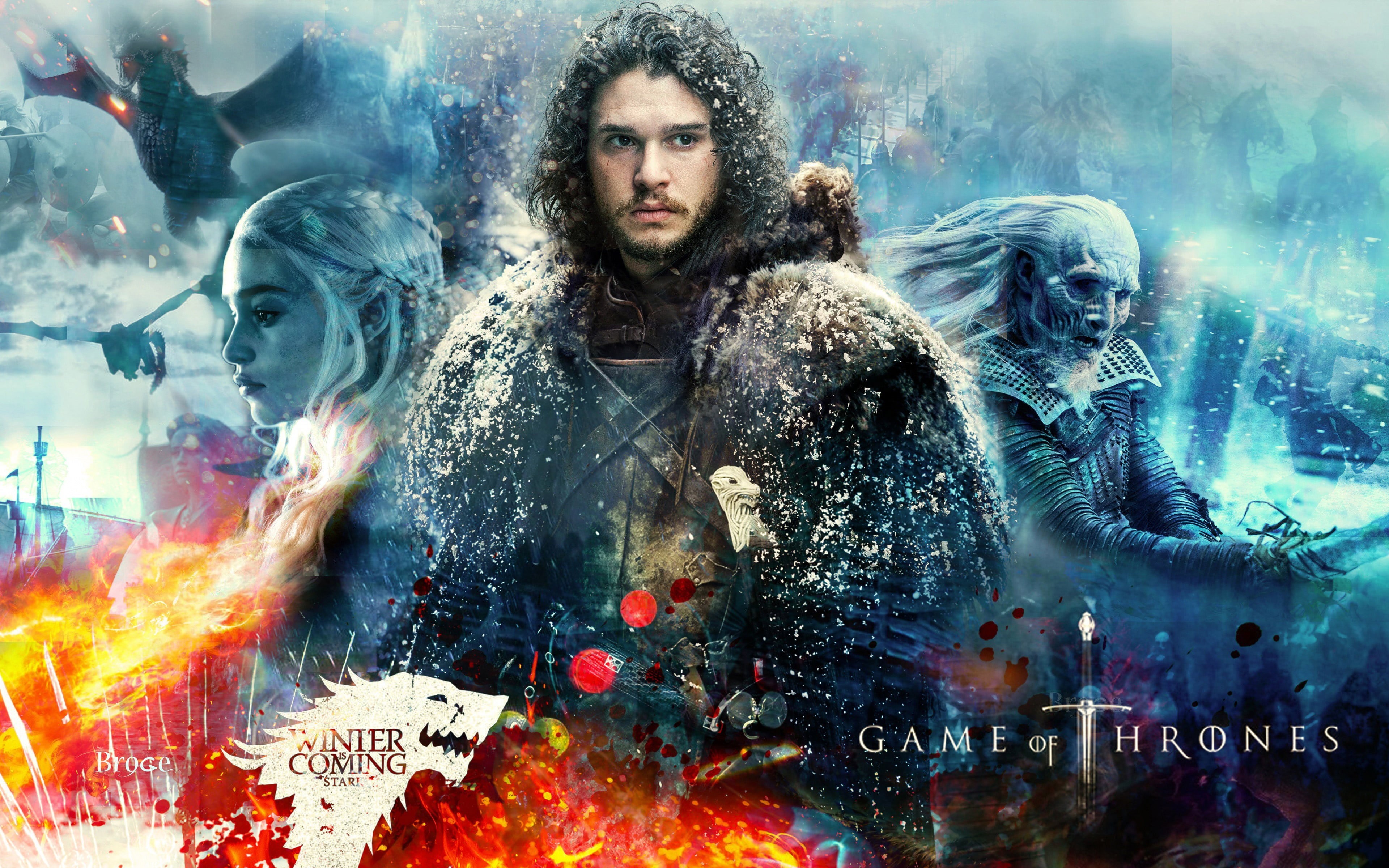undead, season 7, blade, game, digital, fire, Garralonga sword, Garralonga, king, winter, Stark, mid adult men, ken, Game Of Thrones, males, HD Wallpaper