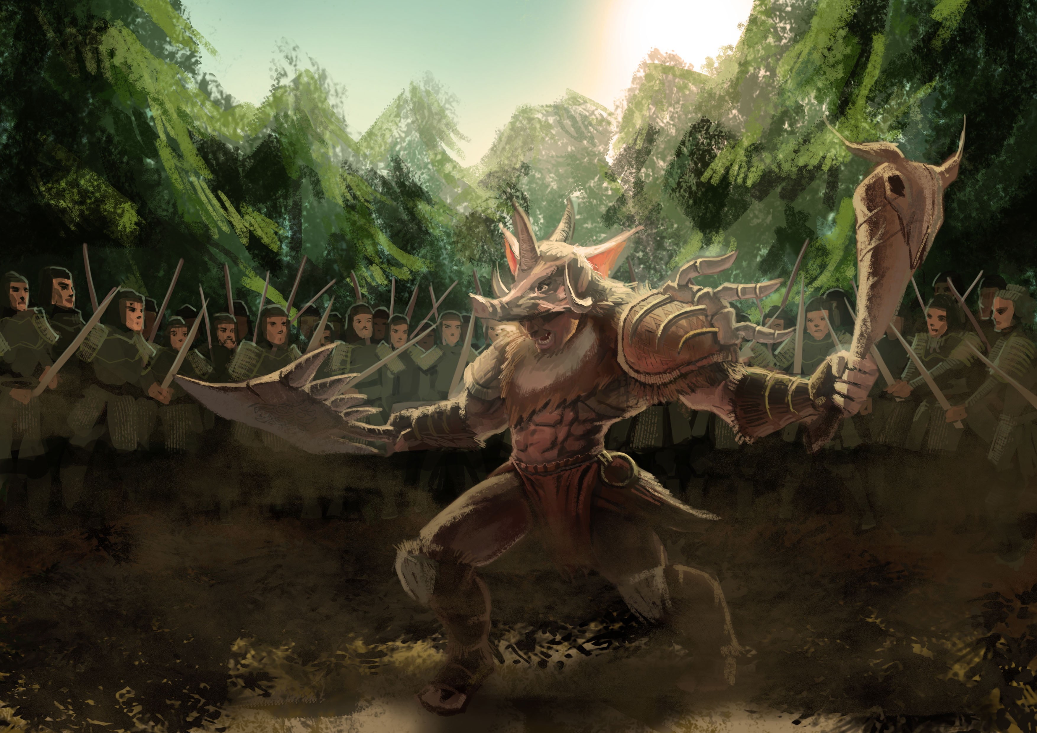 skull, warrior, clubs, armour, anger, fur, battle axe, trees, armor, teeth, fighting, dust, medieval, angry, muscles, fangs, 2K, muscular, boars, horns, HD Wallpaper