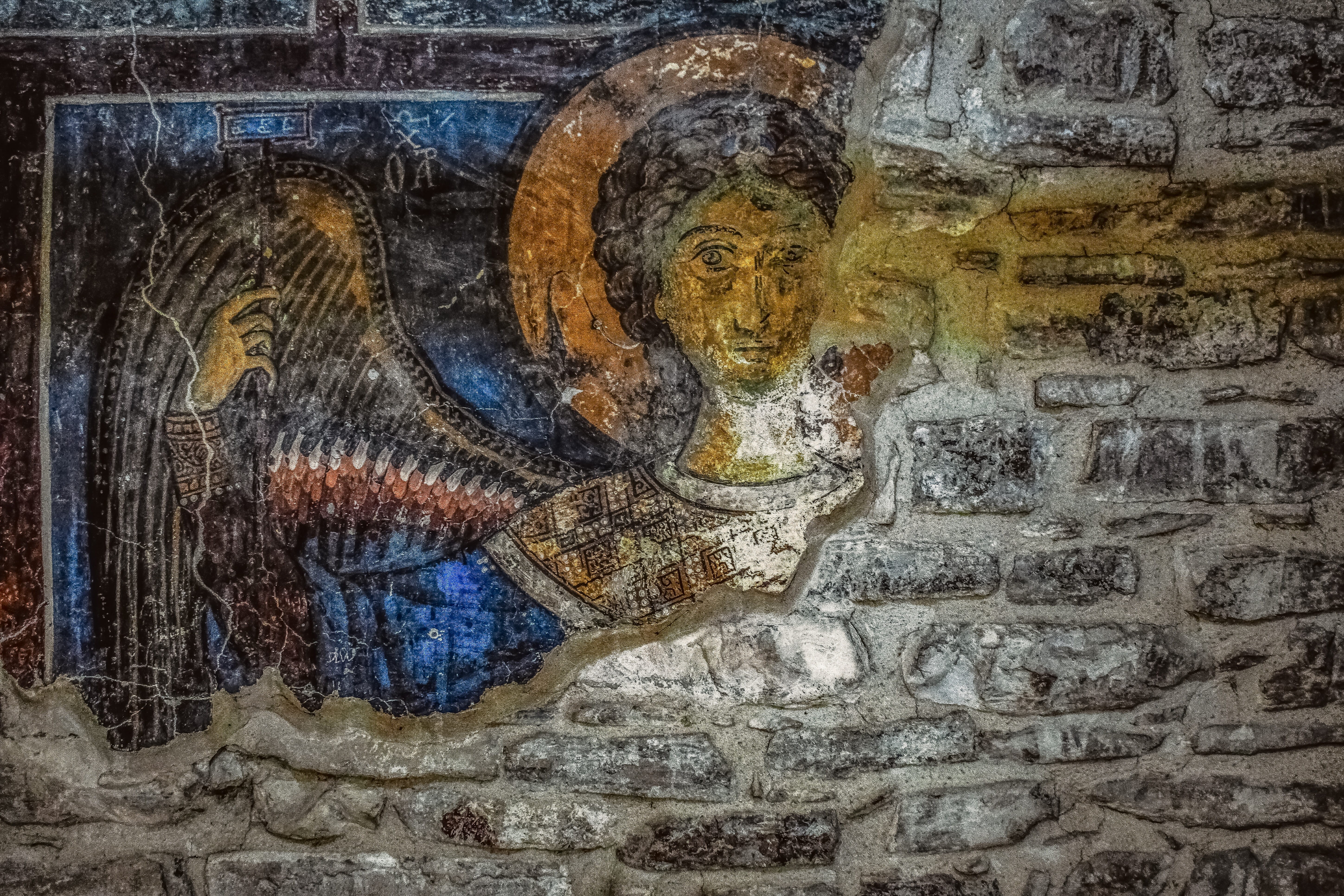 architecture, 5K, indoors, art and craft, creativity, weathered, craft, wall - building feature, christianity, ancient civilization, statue, iconography, HD Wallpaper
