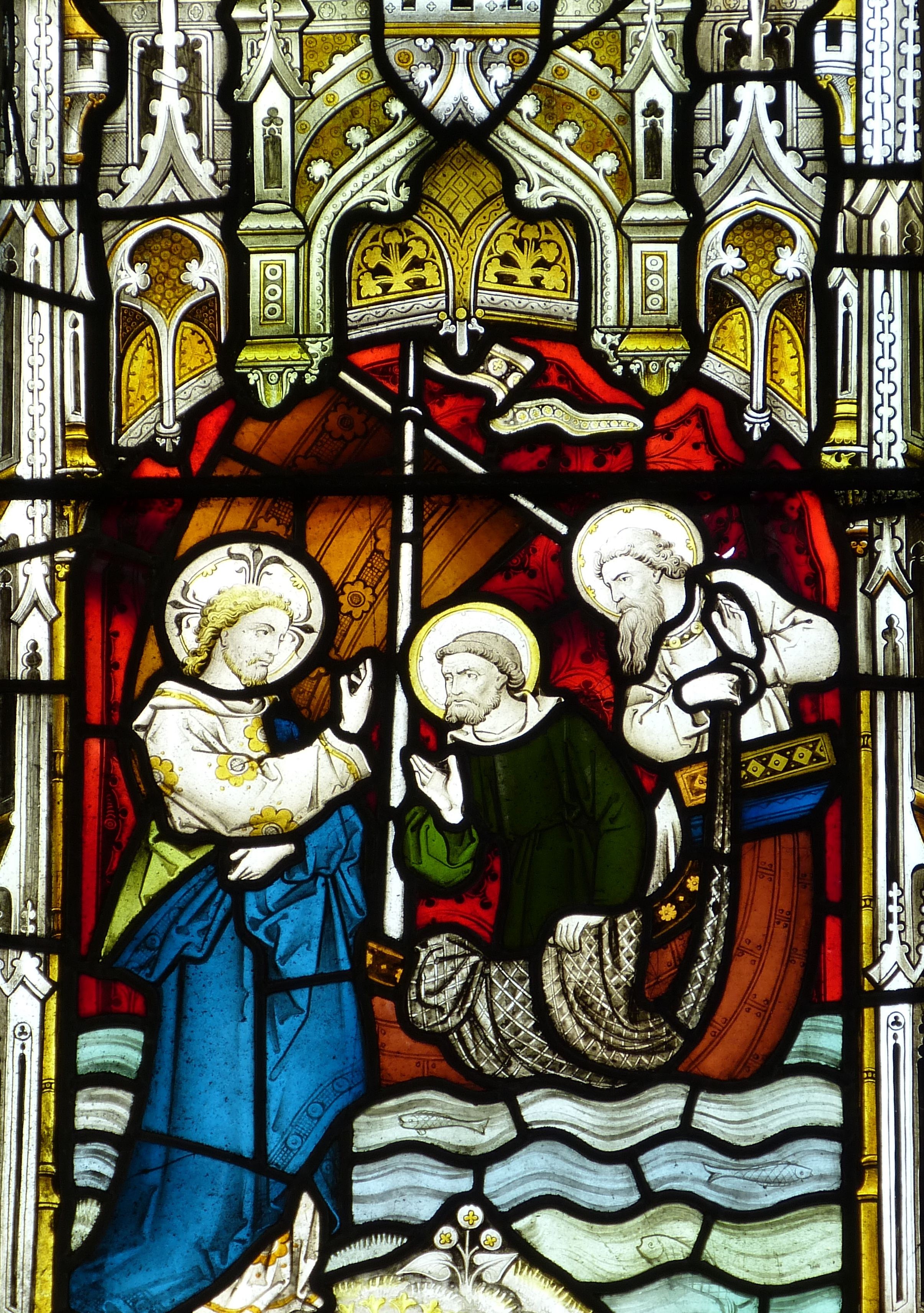 2K, spirituality, human representation, church, embassy, gospel, jesus, gothic, no people, art and craft, old window, ship, stained glass, church window, Phone HD Wallpaper