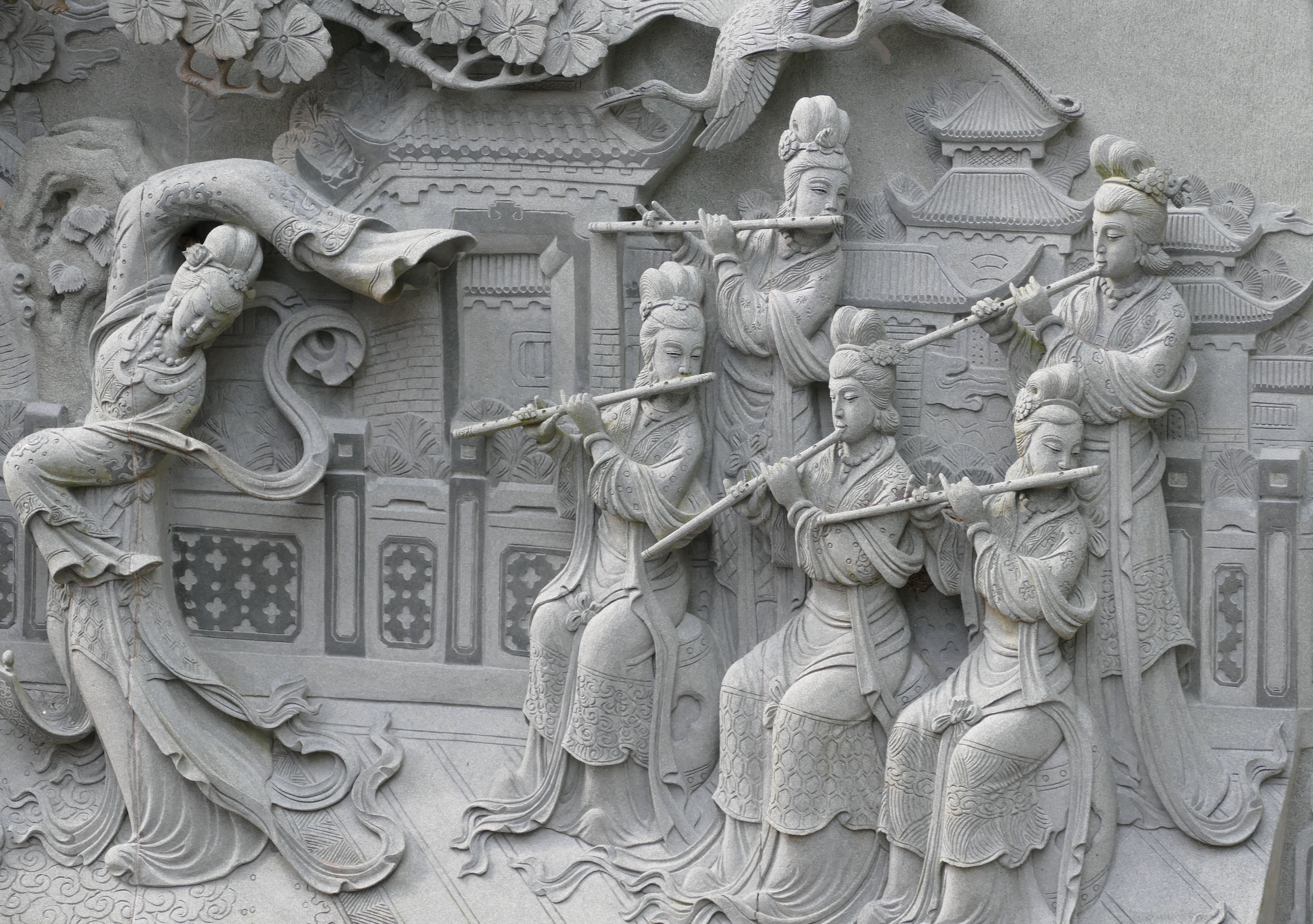 architecture, stone material, day, musician, dance, solid, stone, ornate, China, music, 5K, Temple, Buddhism, carving - craft product, representation, HD Wallpaper