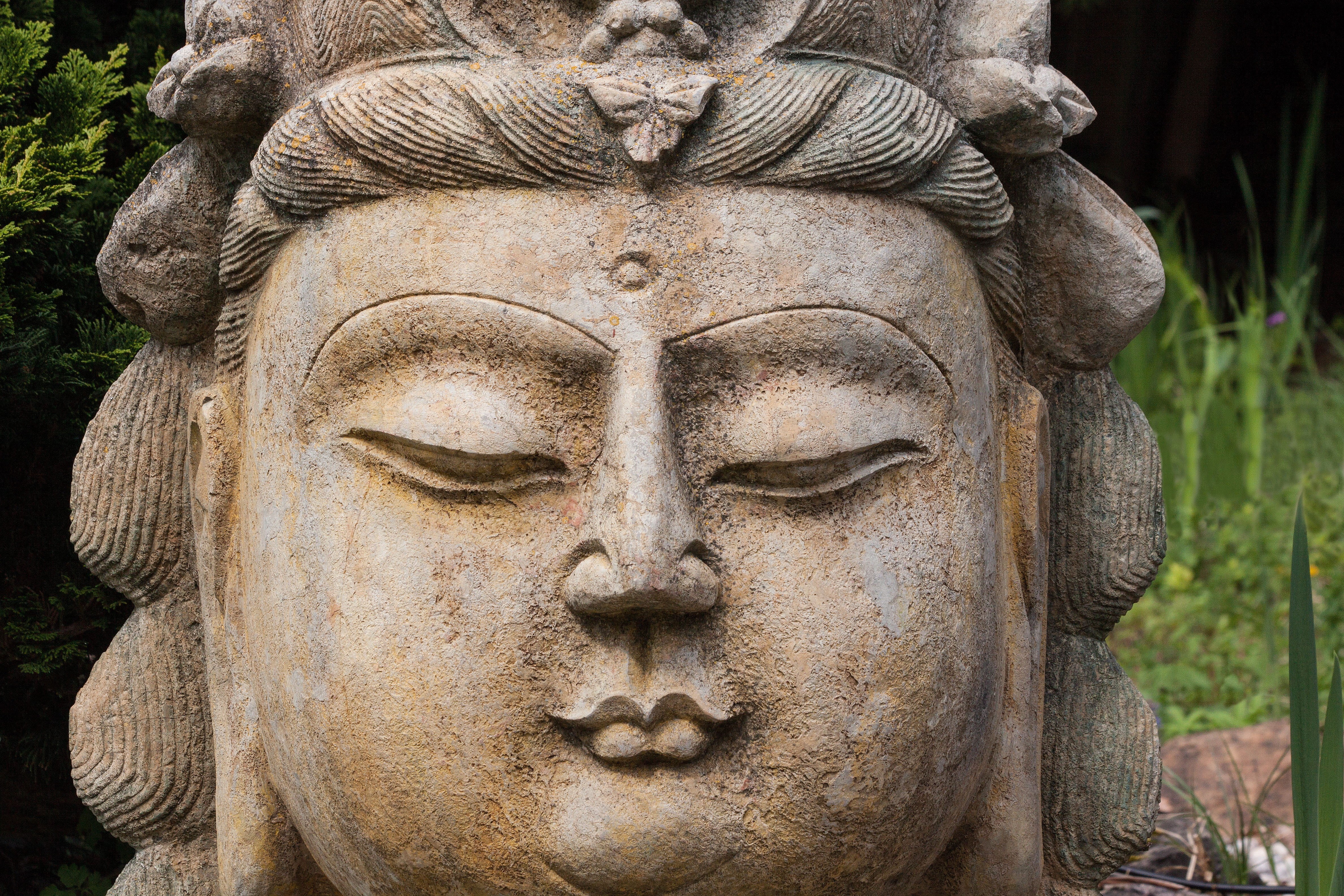 human face, body part, creativity, meditation, steinmetz, nature, stone material, spiritual, harmony, carving - craft product, rest, art and craft, Asia, HD Wallpaper