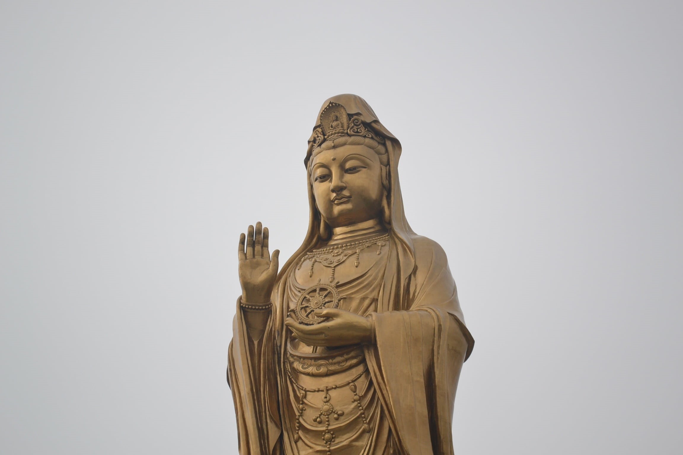 craft, no people, gold, buddhism, human representation, the past, low angle view, creativity, copy space, statue, buddha, guanyin, 1080P, art and craft, HD Wallpaper