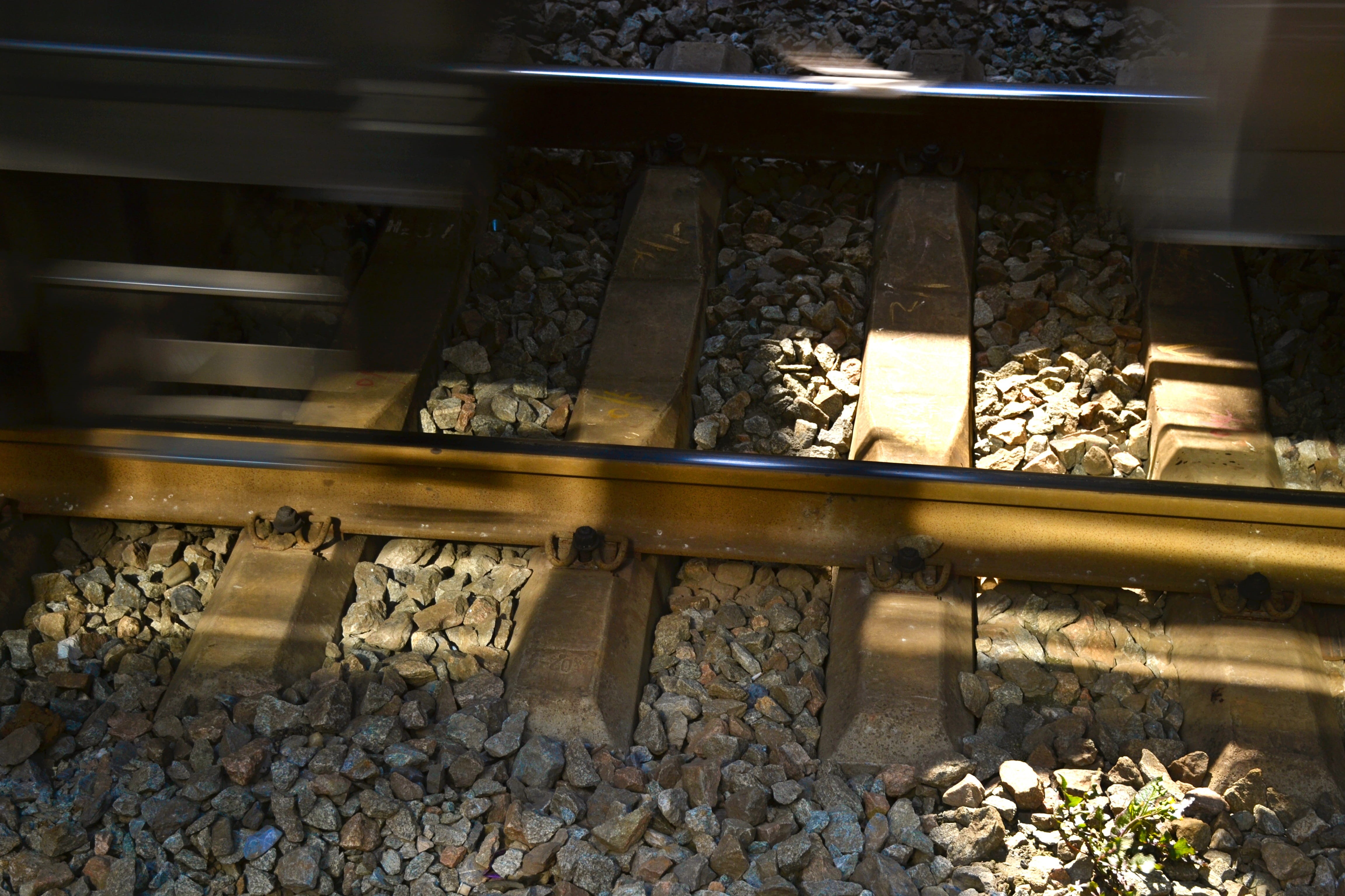 nature, rock - object, rail transportation, railroad track, transparent, gravel, close-up, stone - object, pebble, window, rock, sunlight, solid, 4K, indoors, HD Wallpaper